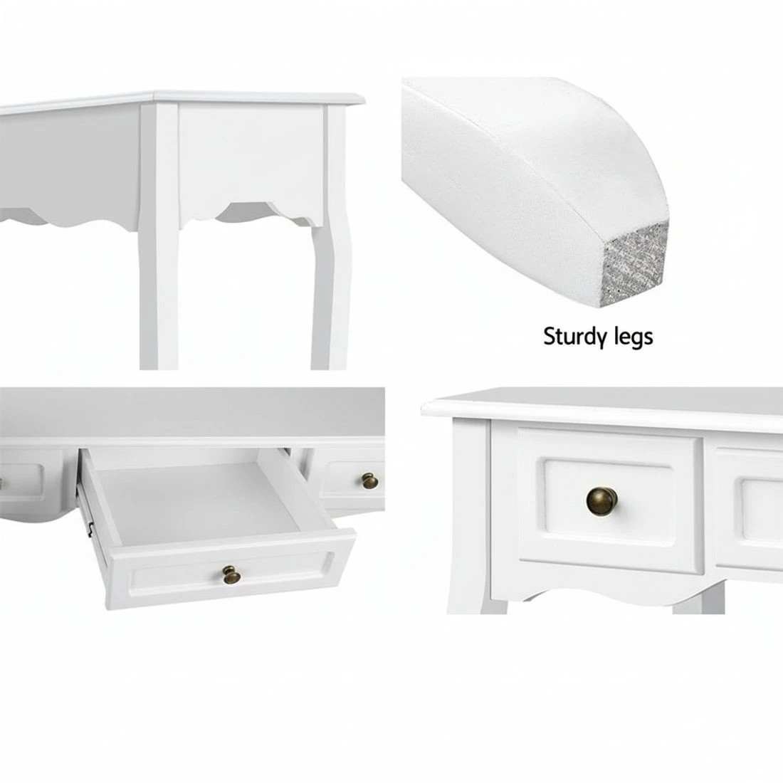 7 Artiss Console Table 3 Drawers - White, 7 of 8