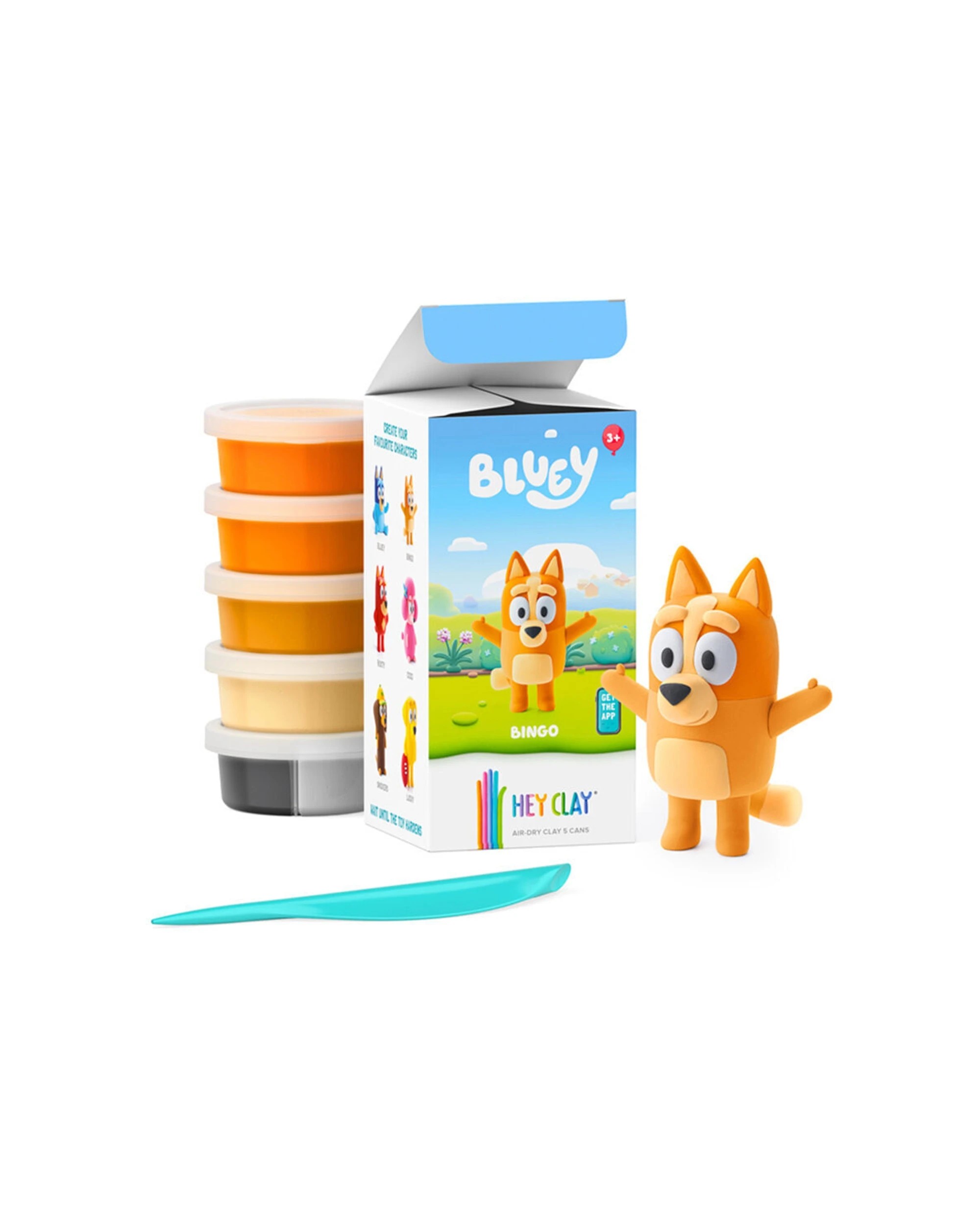 3 Hey Clay Bluey Single Character Kids Modelling Clay Set 5 Coloured Cans Bingo 4PK - Multi, 3 of 5
