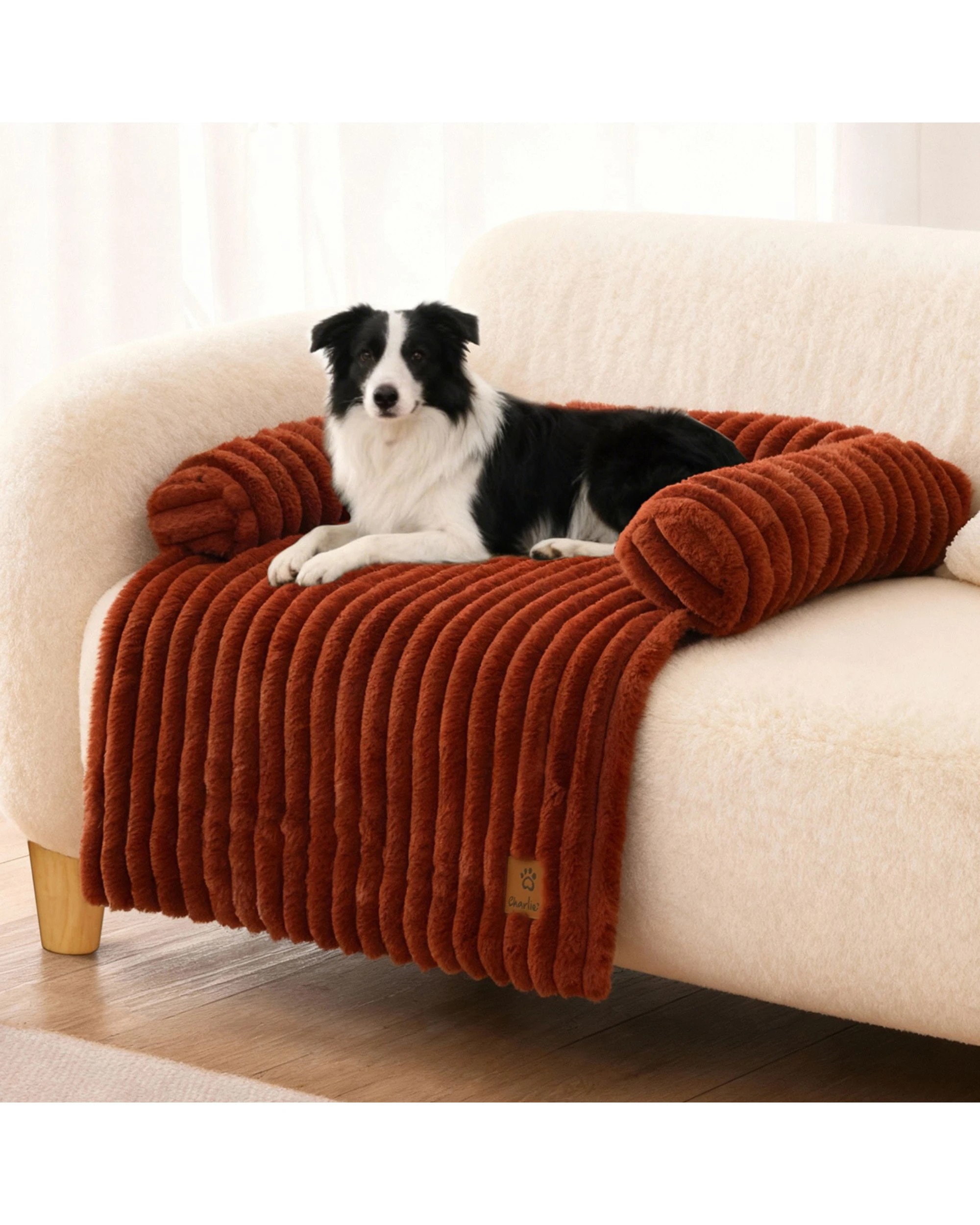 6 Charlie's Cloud Bolster Sofa Protector Dog Bed Medium - Rust, 6 of 6