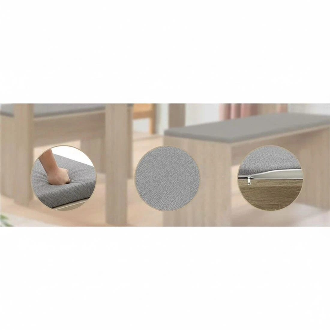 5 Artiss Dining Bench Upholstery Seat Stool Chair Cushion Furniture Oak - Multi, 5 of 6