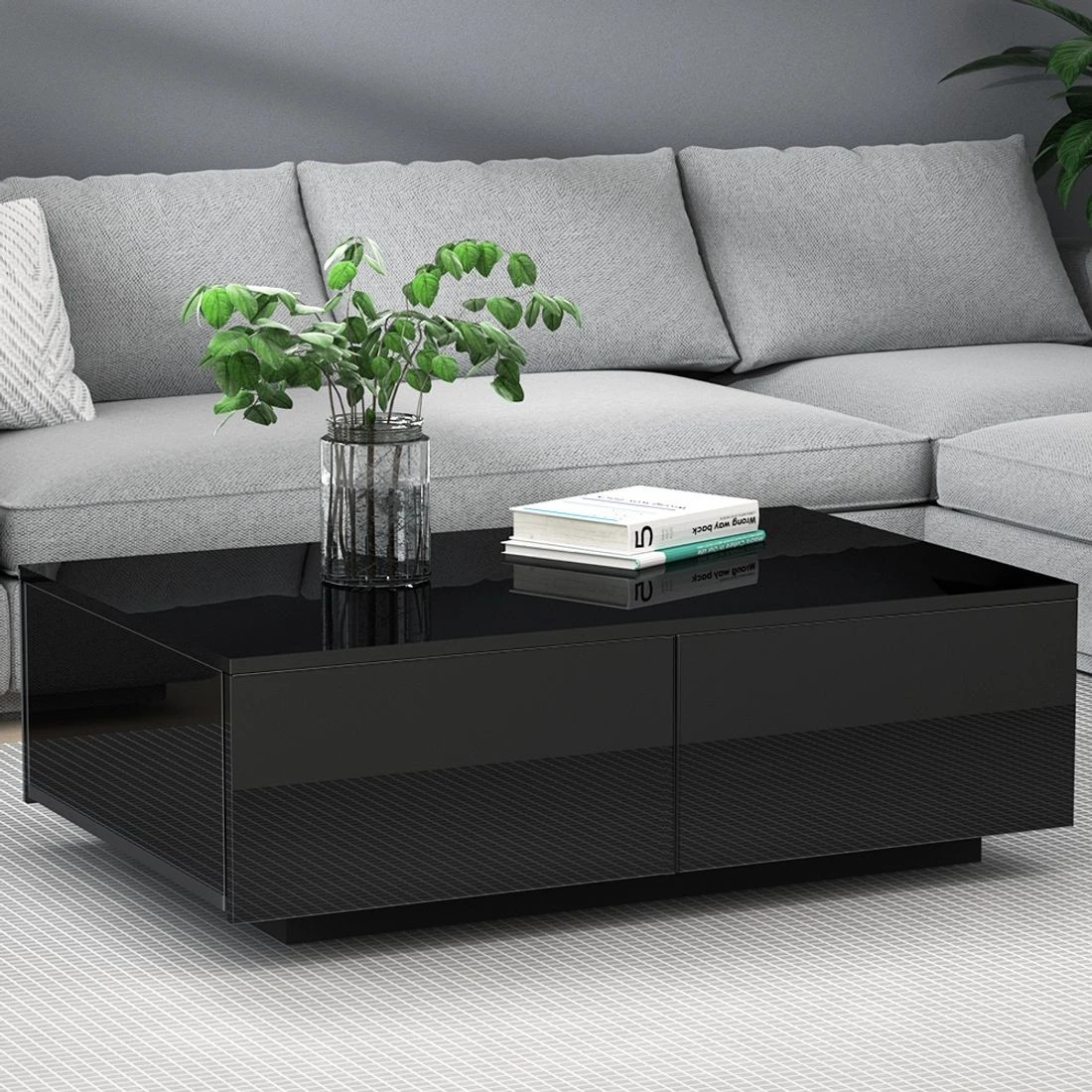 3 Artiss Coffee Table 4 Drawers  Trevi - Black, 3 of 8