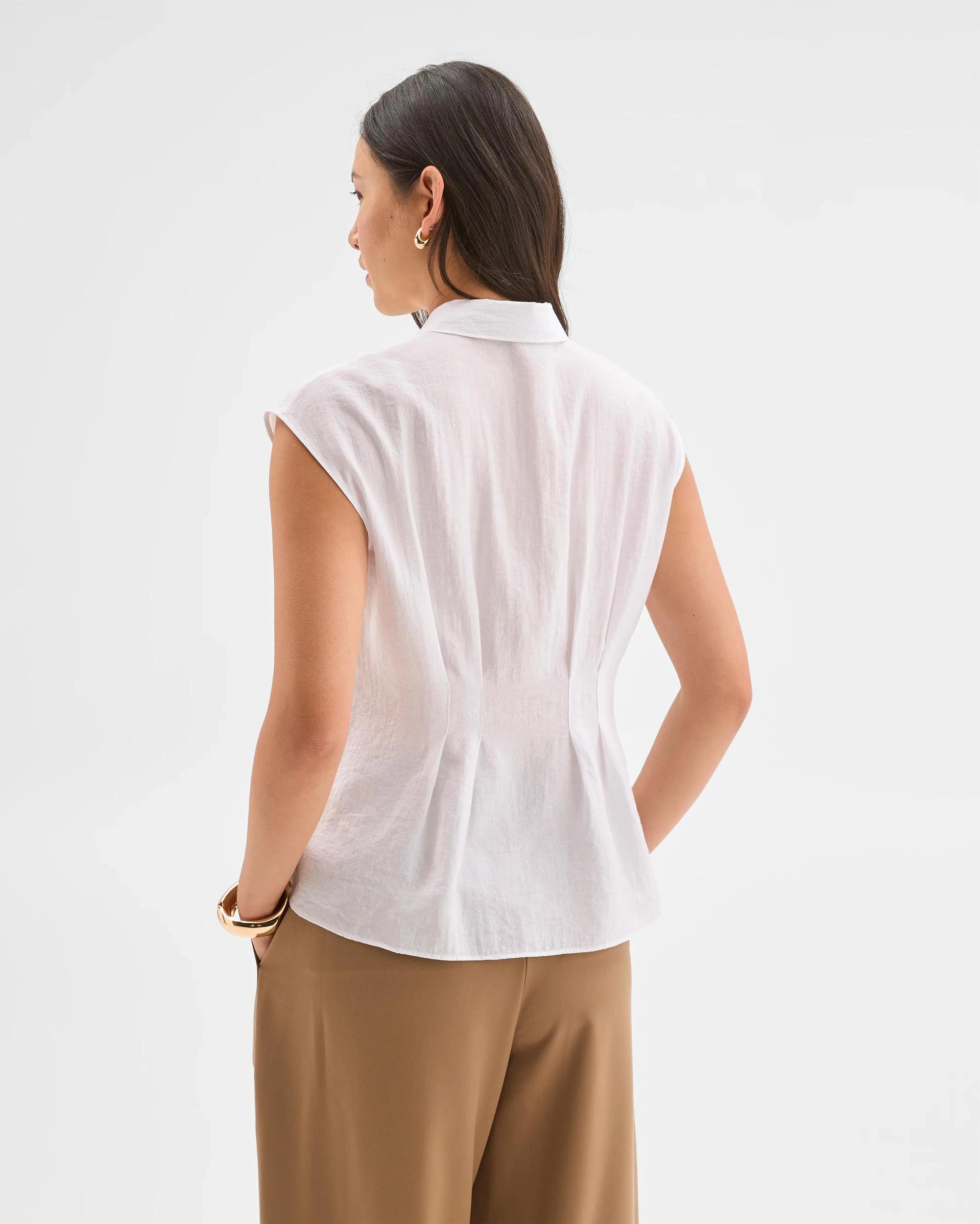 7 Preview Sleeveless Waist Tuck Shirt BRILLIANT WHITE, 7 of 8