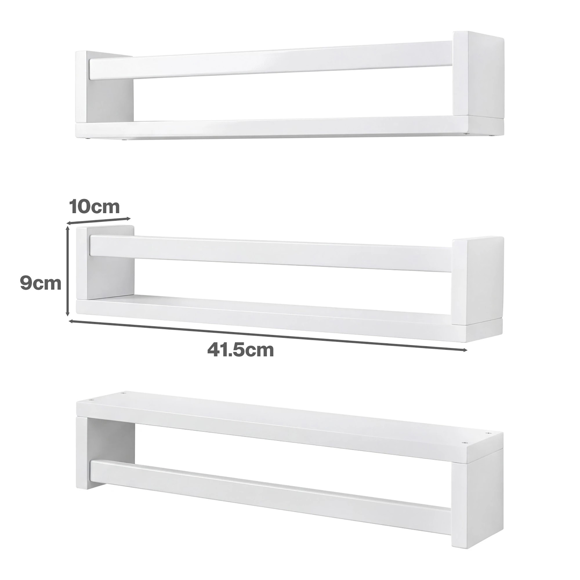 3 Levede Floating Book Shelves For Wall Set Of 3 Pine Wood - White, 3 of 5
