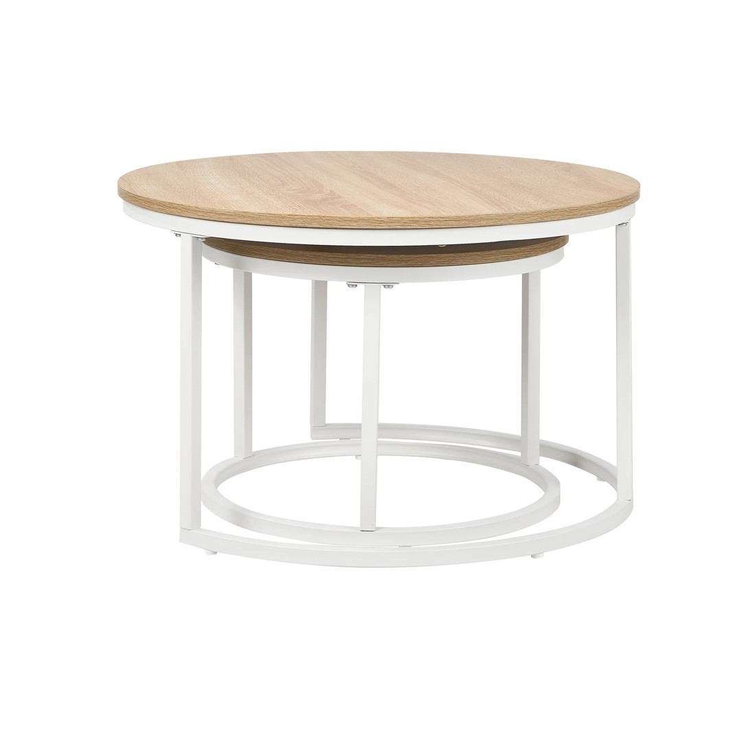 9 Oikiture Set Of 2 Coffee Table Round Nesting Side End Table
 - Natural, 9 of 10