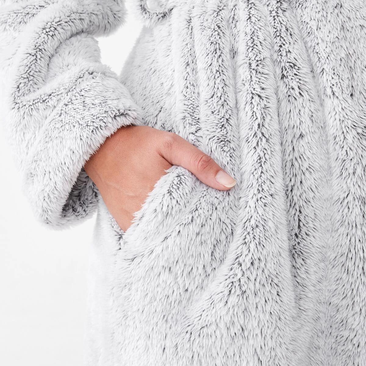 7 Plush Coral Fleece Gown Grey Mix, 7 of 7