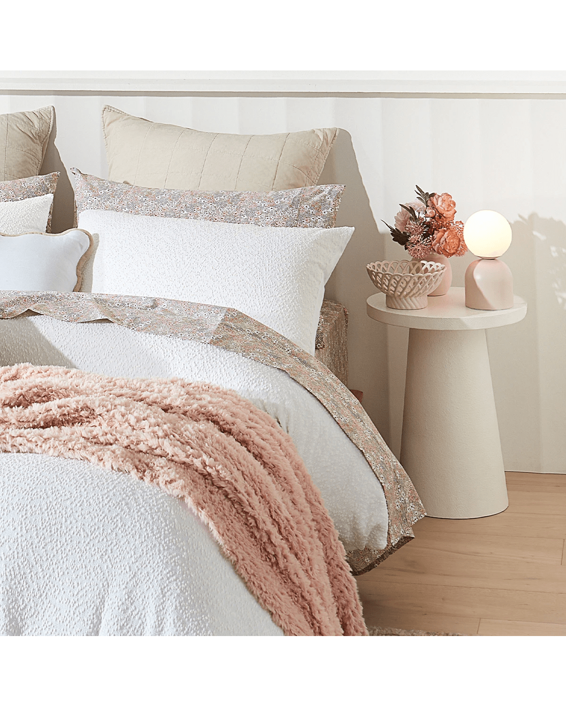 1 White Textured Side Table, 1 of 8