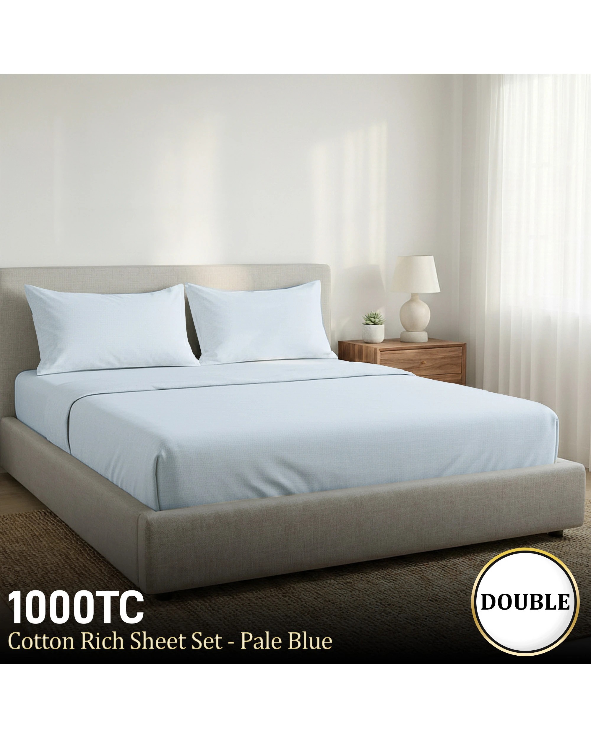 9 Laura Hill 1000 Thread Count Cotton Double Bed Sheet Set 4 Piece Soft Feel Microfibre Blend, 9 of 9