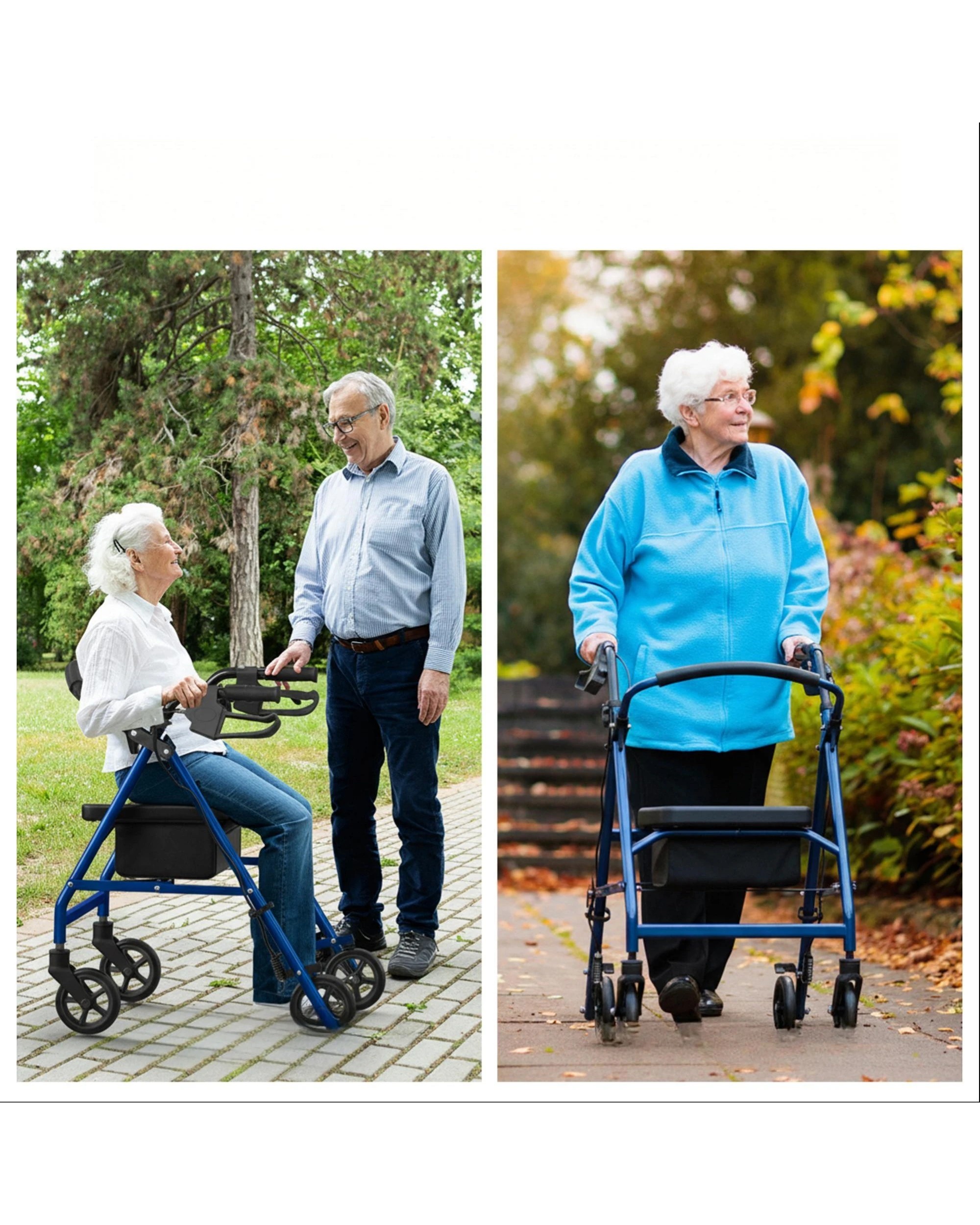 6 Advwin Lightweight Rollator Walker 4-Wheel Folding -Blue, 6 of 7