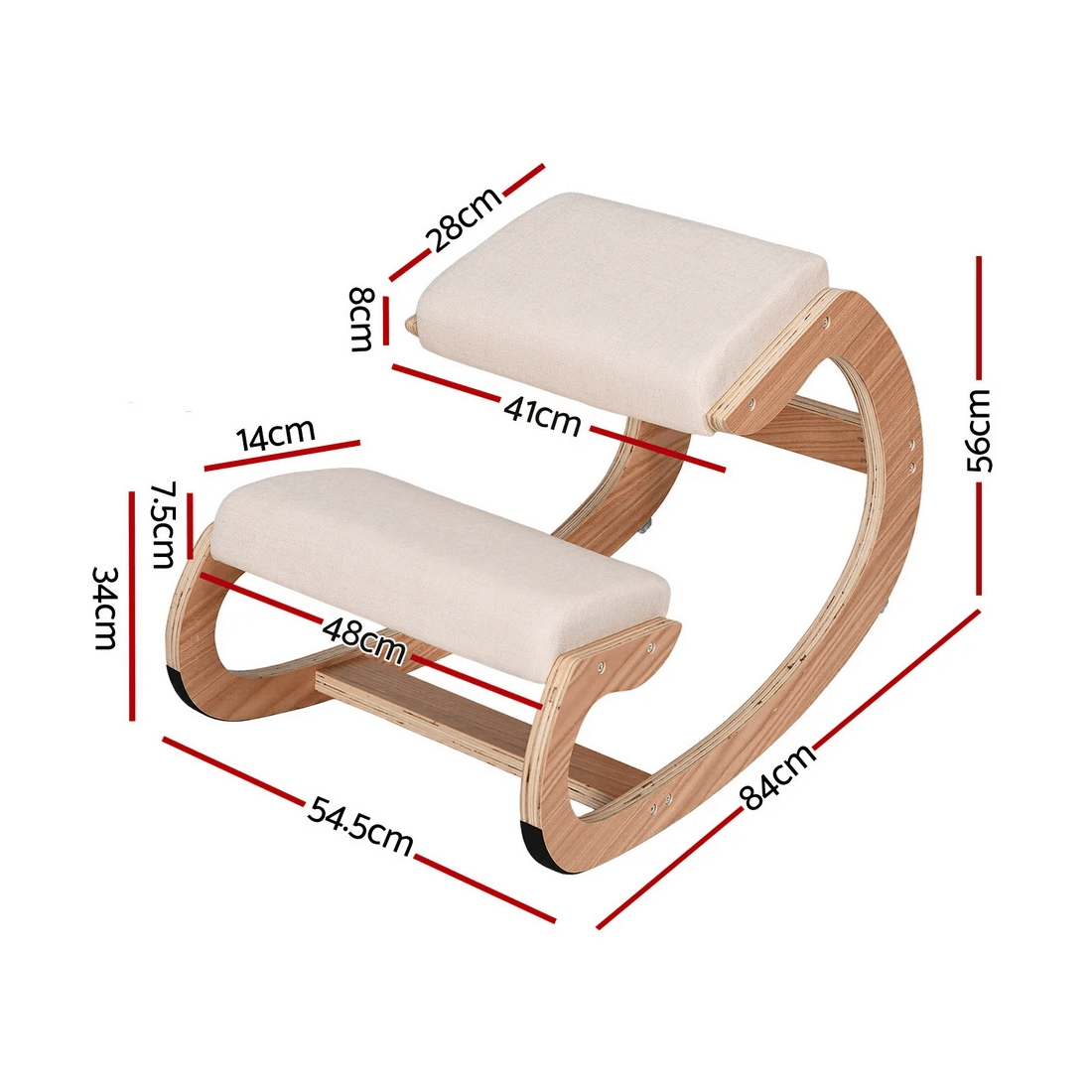 2 Artiss Kneeling Chair Ergonomic Posture Chair with Memory Foam Balance Stool - Beige, 2 of 2