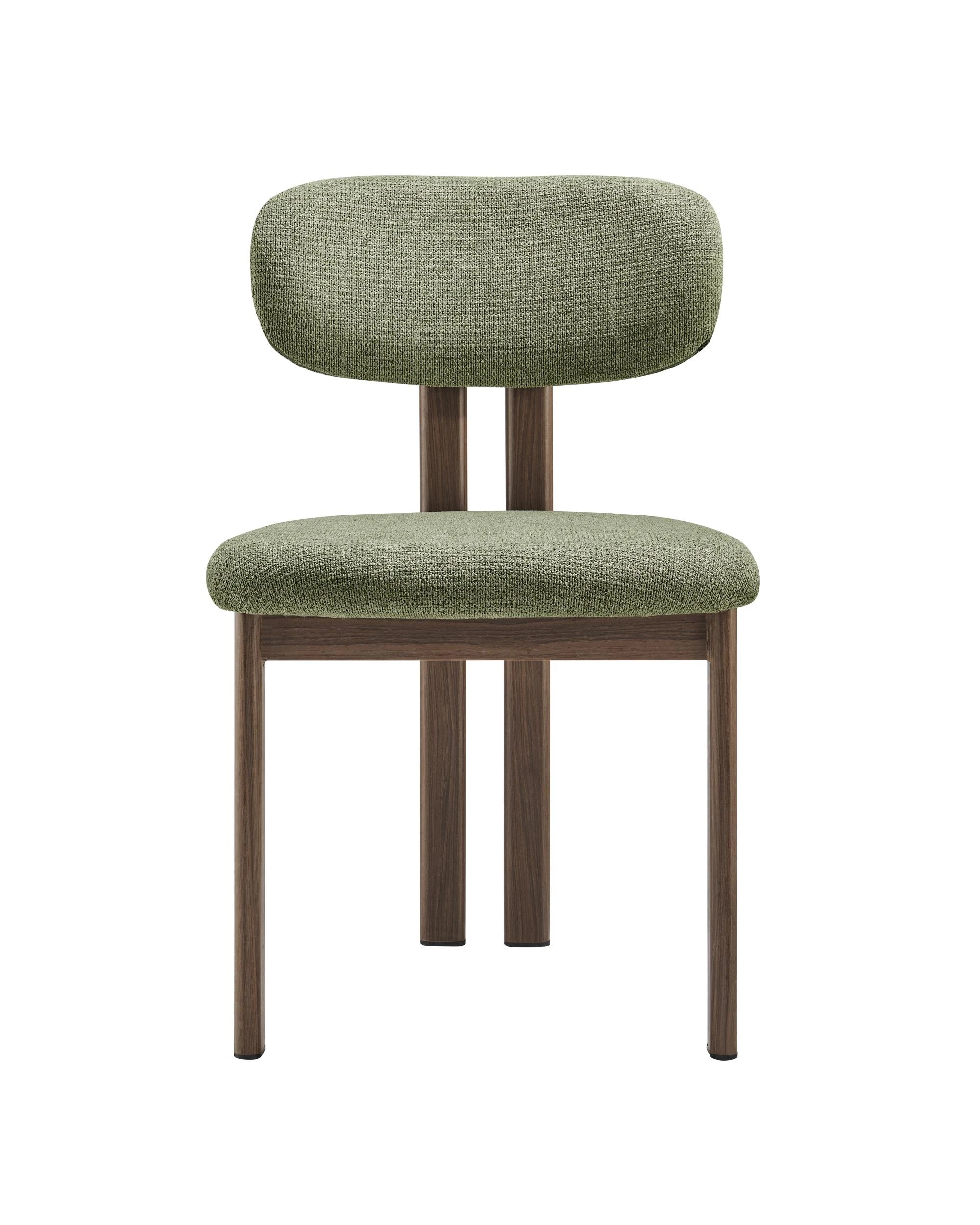 3 Kodu Upholstered Dining Chairs Pair (Set of 2) Olive and Walnut Look - Green, 3 of 10