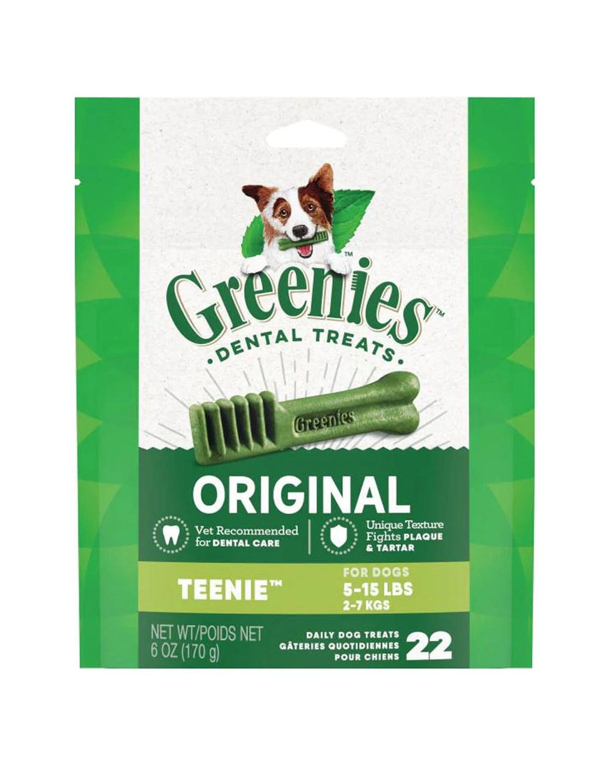 1 Greenies Dental Treats Oral Care Original Teenie for Dogs 2-7kg 22 Pack, 1 of 9
