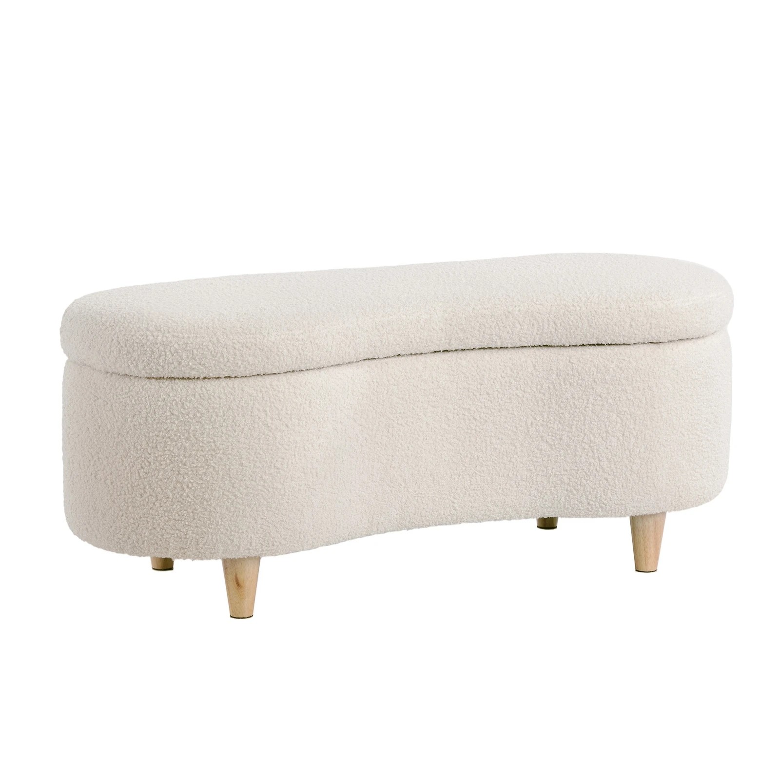 8 Oikiture Storage Ottoman CASHEW Shape Boucle - Beige, 8 of 10