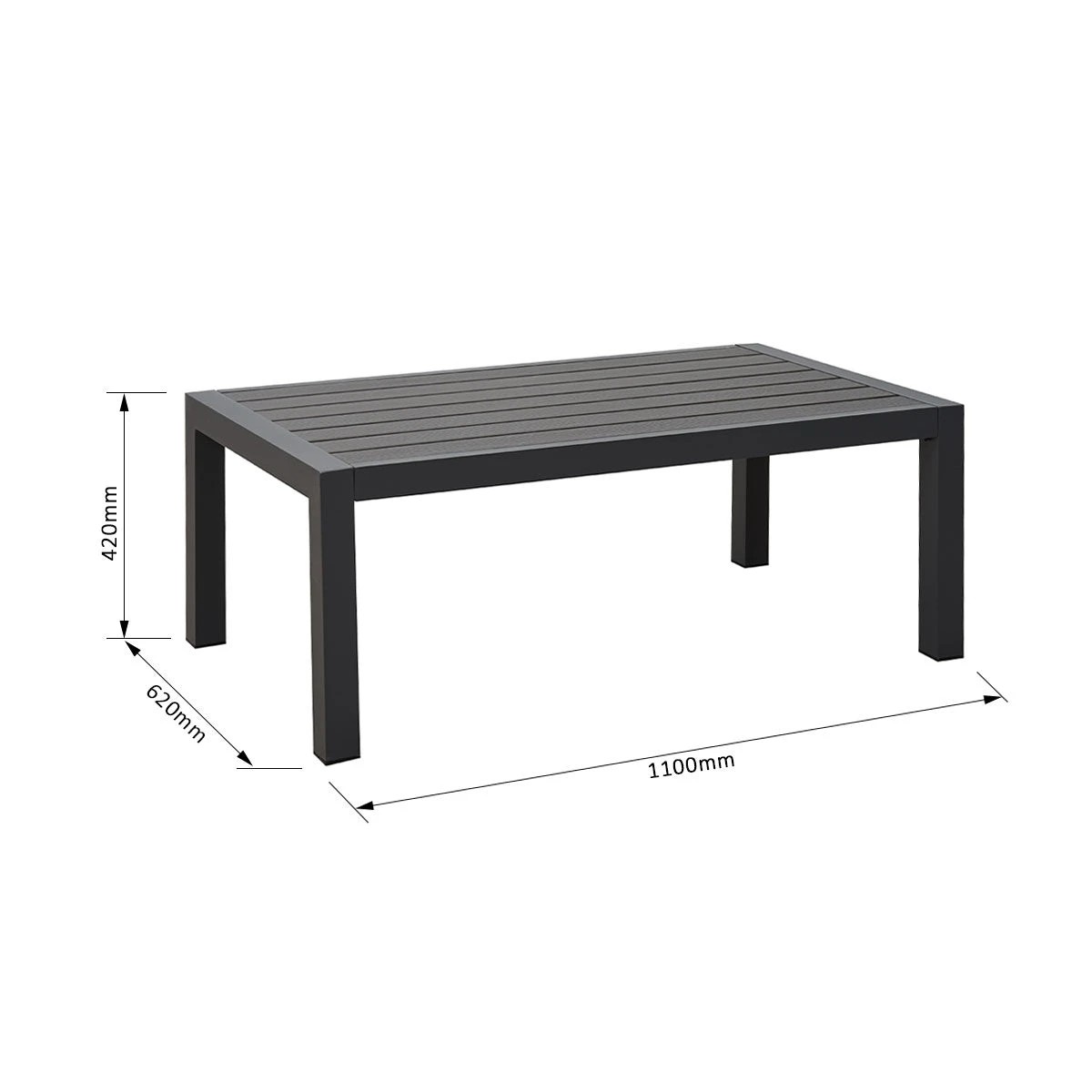3 Moda Living Coogee Aluminium Outdoor Coffee Table with faux wood Top - Charcoal, 3 of 3
