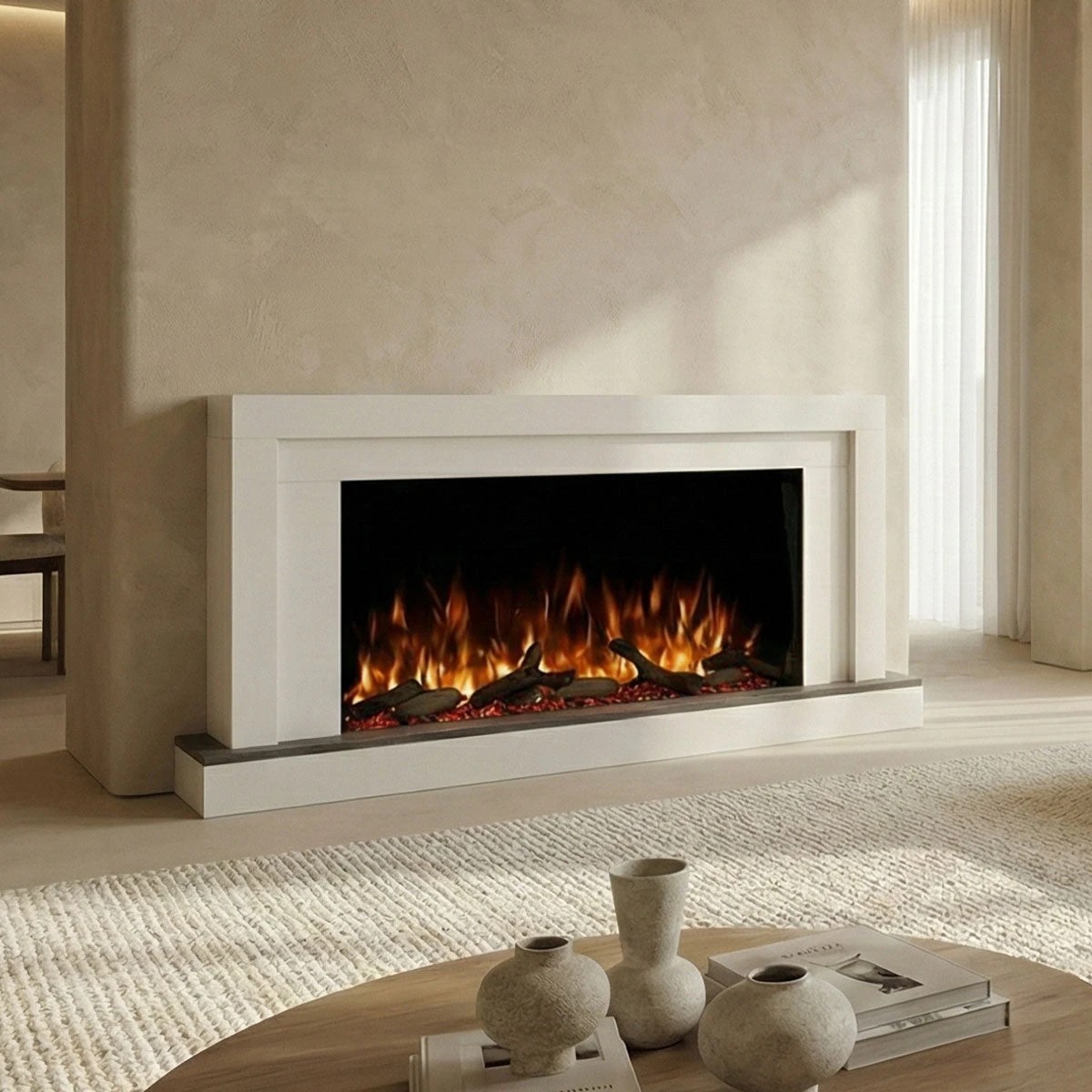 1 Moda Living Nilla 1600W Electric Fireplace Freestanding Wall Mounted - White, 1 of 1