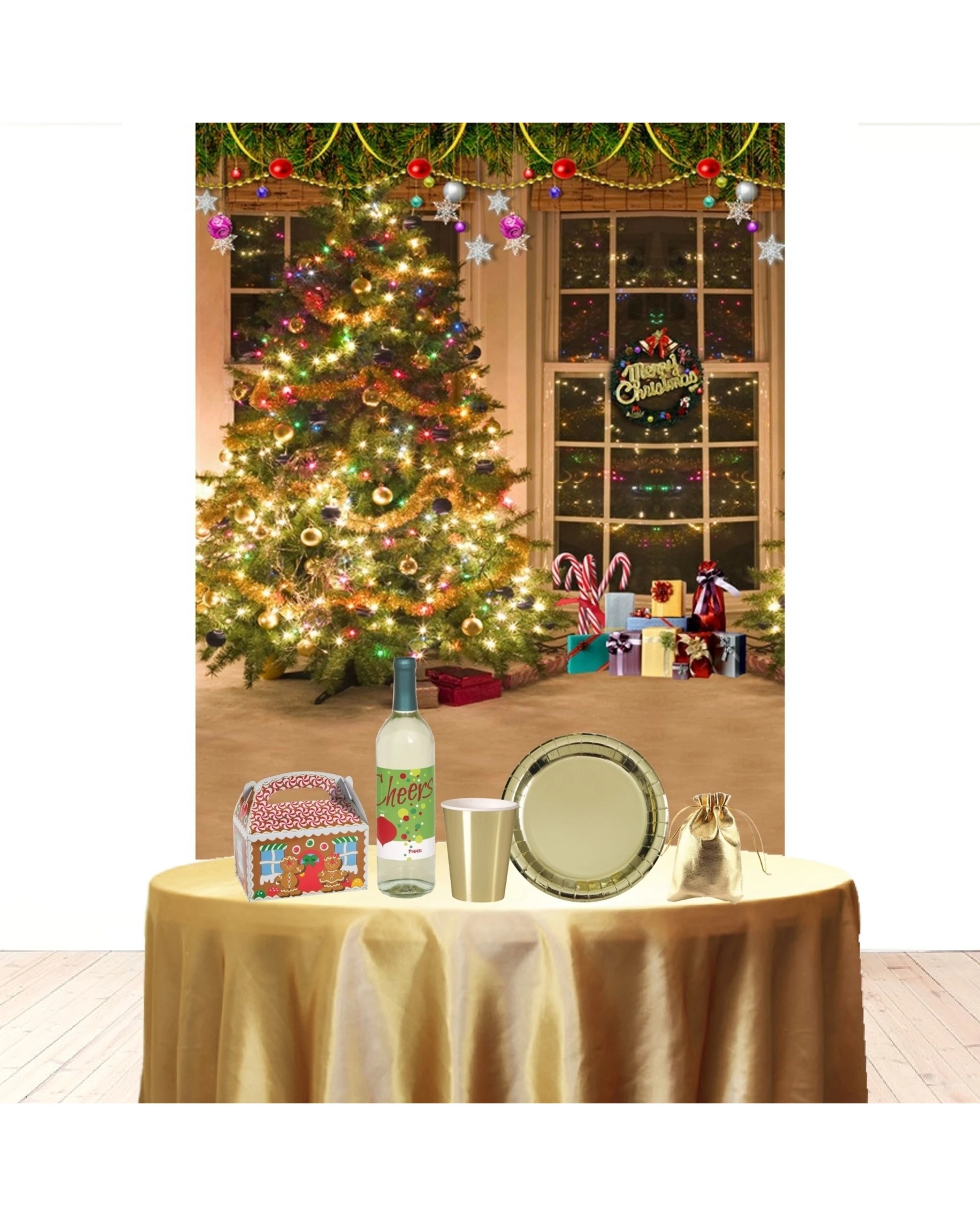 2 Partyrama Christmas Tree Large Fabric Wall Backdrop - Multi, 2 of 2