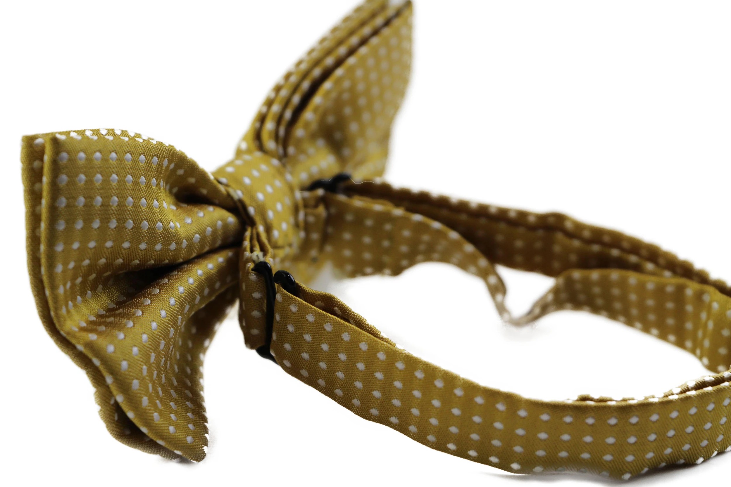 3 Zasel Mens Mustard Yellow Plain Coloured Bow Tie With White Polka Dots - Multi, 3 of 5