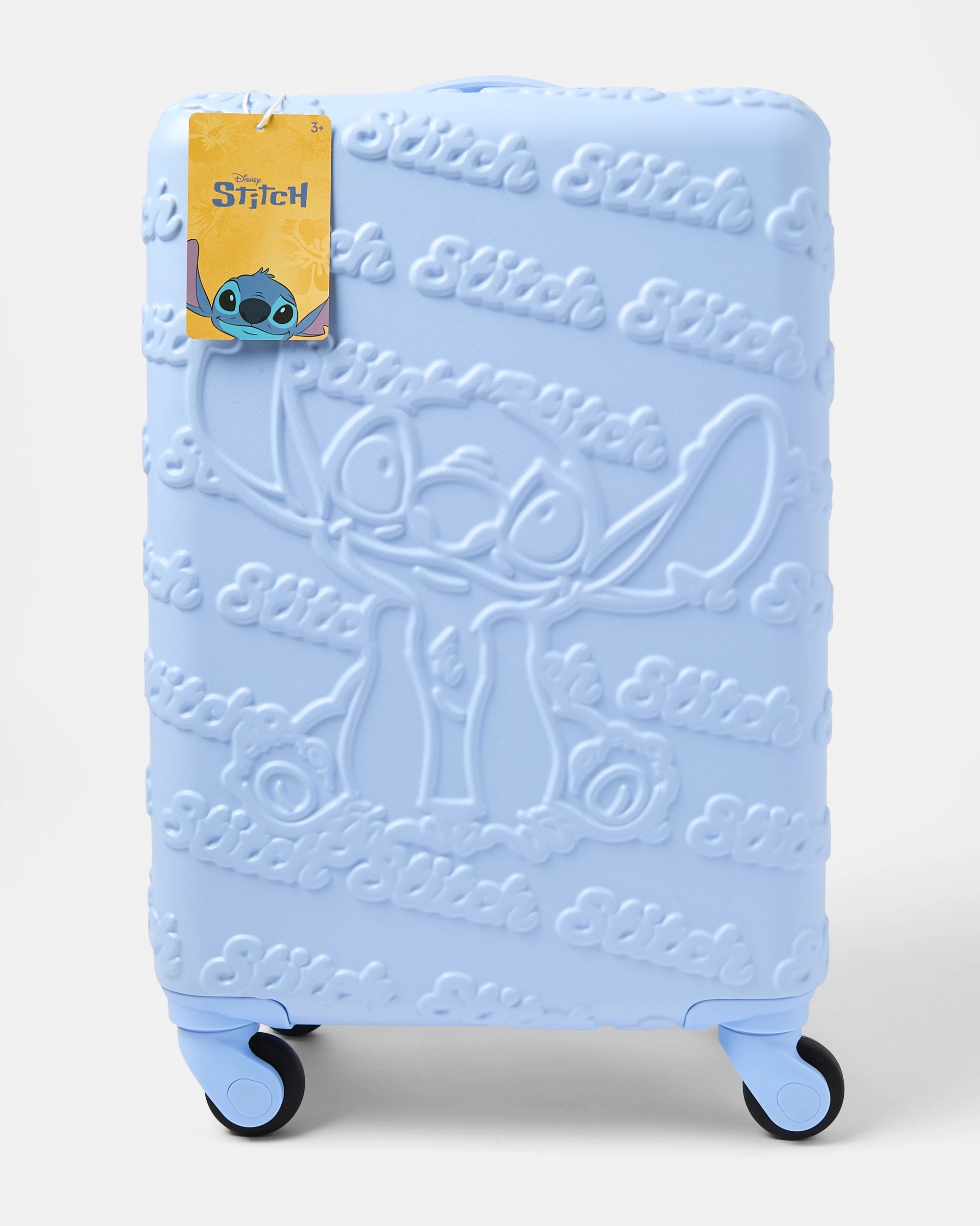 1 Disney Stitch 3D Embossed Hard Shell Rolling Luggage, 1 of 7