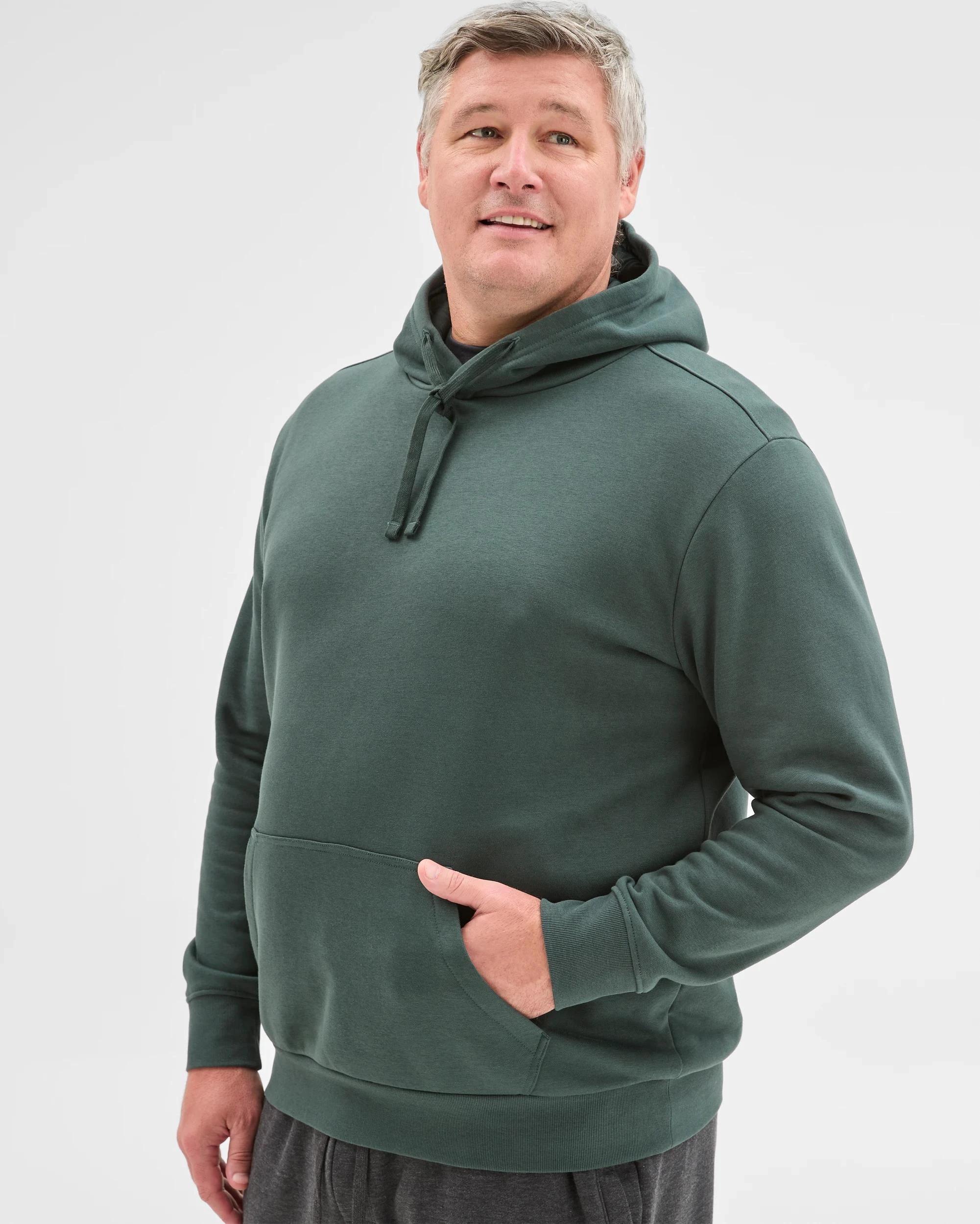 3 Target Man Plus Plus Size Australian Cotton Blend Fleece Popover Jumper DARK GREEN, 3 of 5