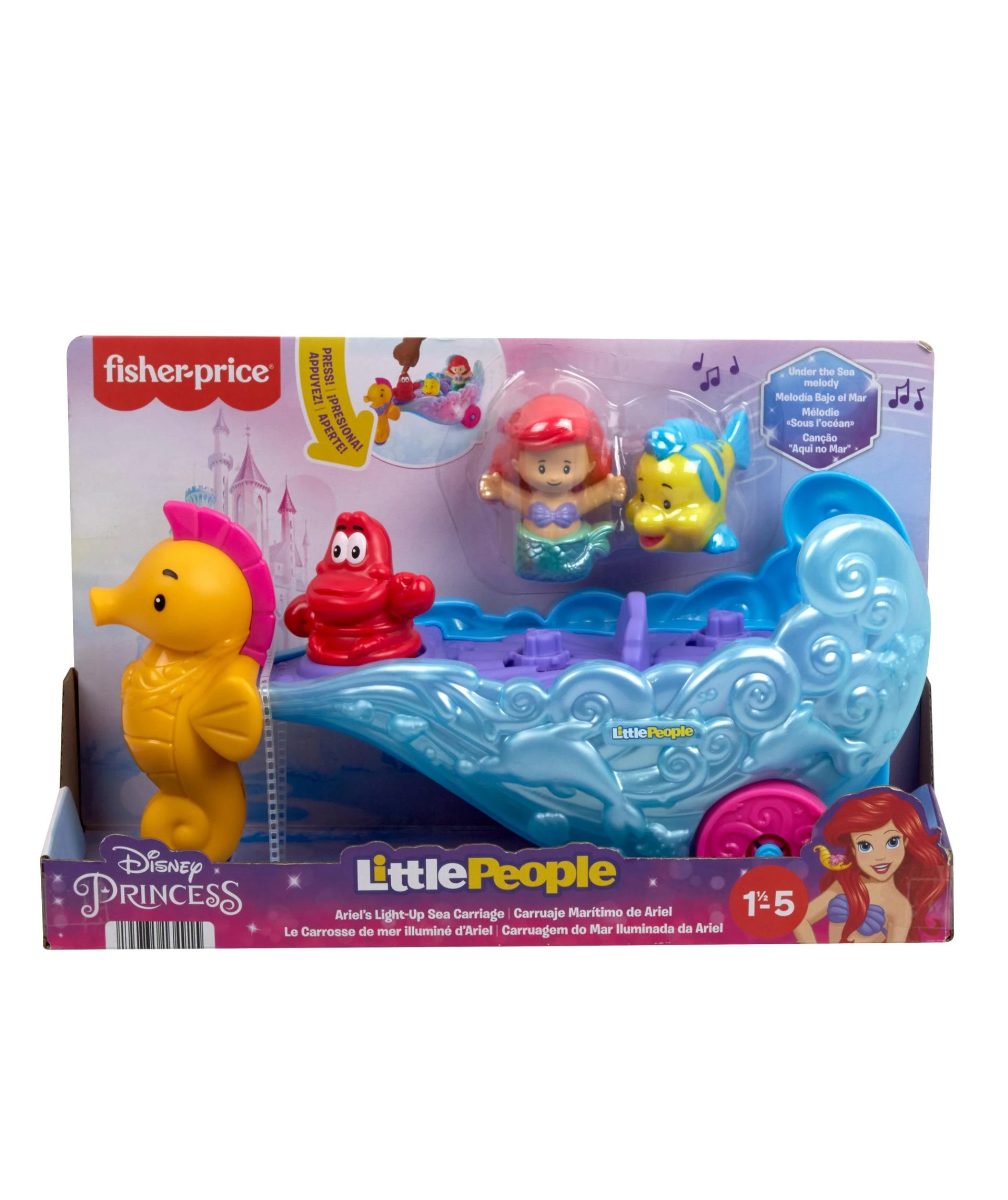 1 Little People Disney Princess Ariels Light - Up Sea Carriage - Multi, 1 of 6