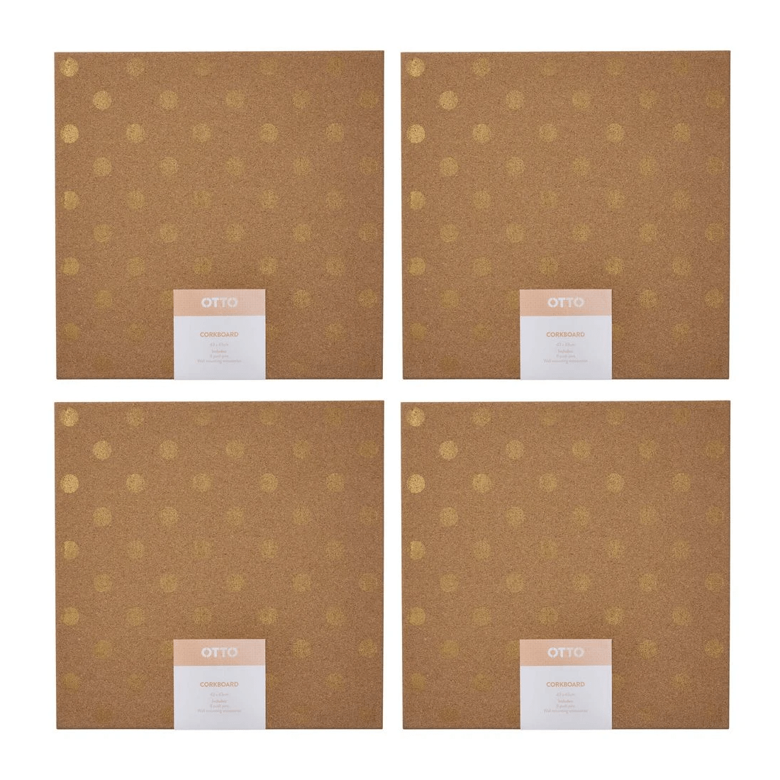 2 Otto Square Corkboard 43 x 43cm Gold Spots, 2 of 5