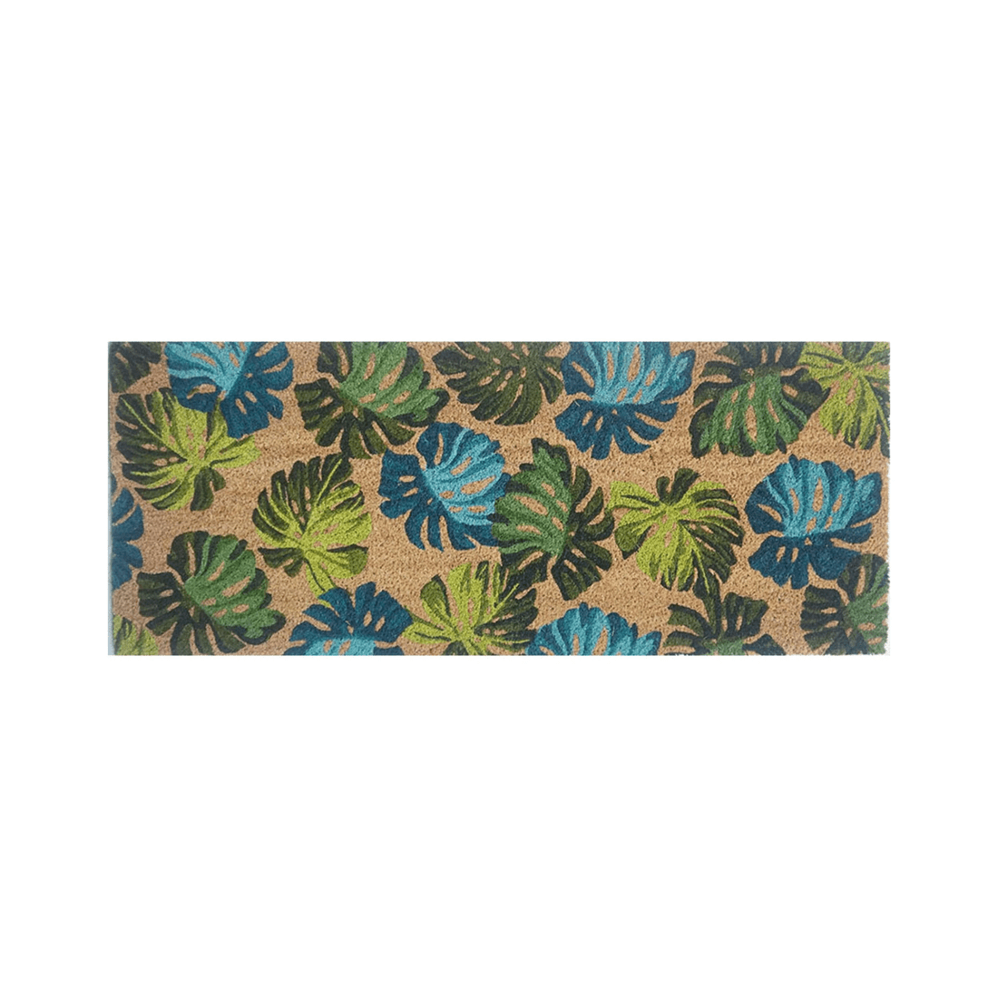 4 Solemate PVC Backed Coir Monsteria 45x110cm Slim Outdoor Stylish Doormat - Natural, 4 of 4