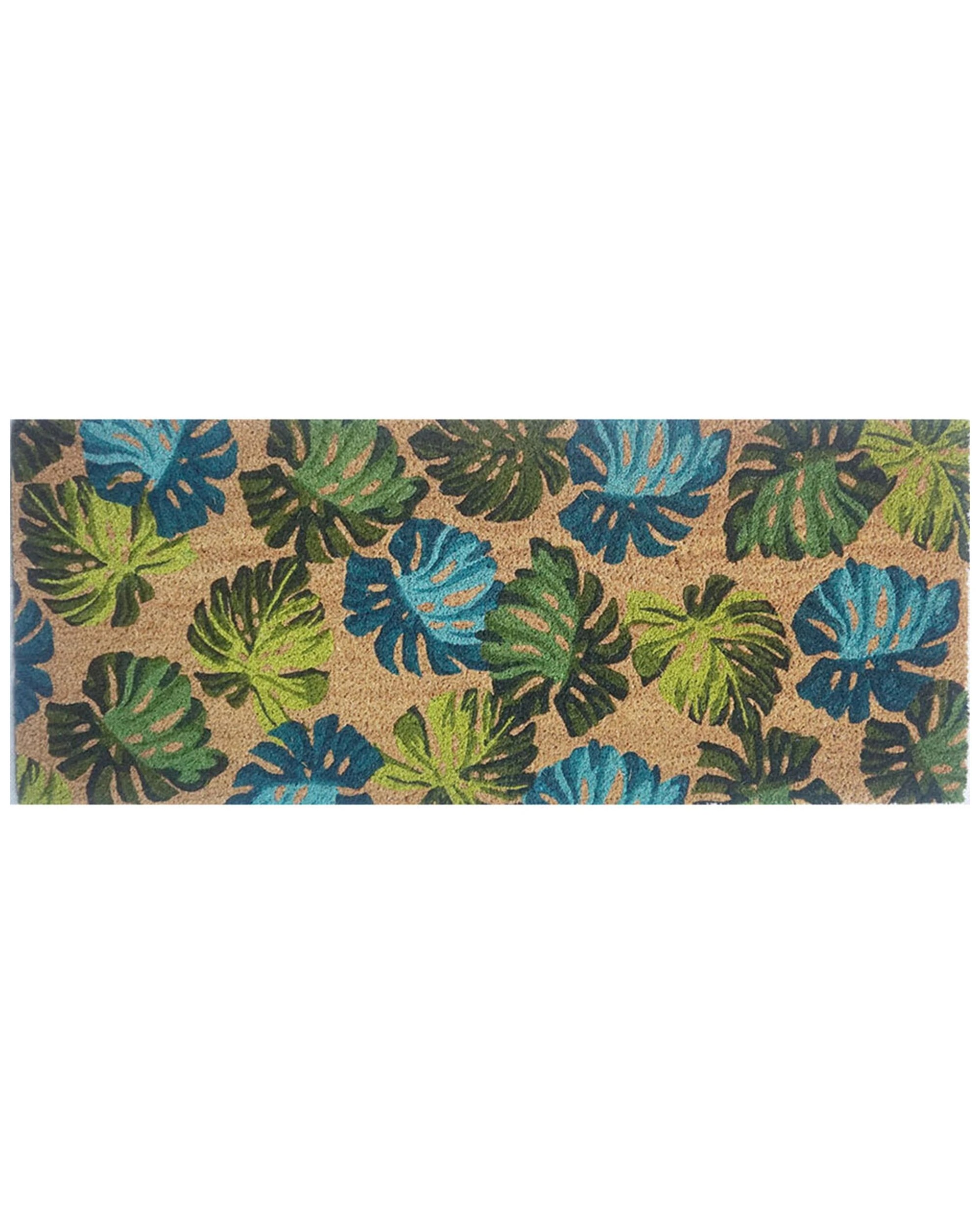 4 Solemate PVC Backed Coir Monsteria 45x110cm Slim Outdoor Stylish Doormat - Natural, 4 of 4