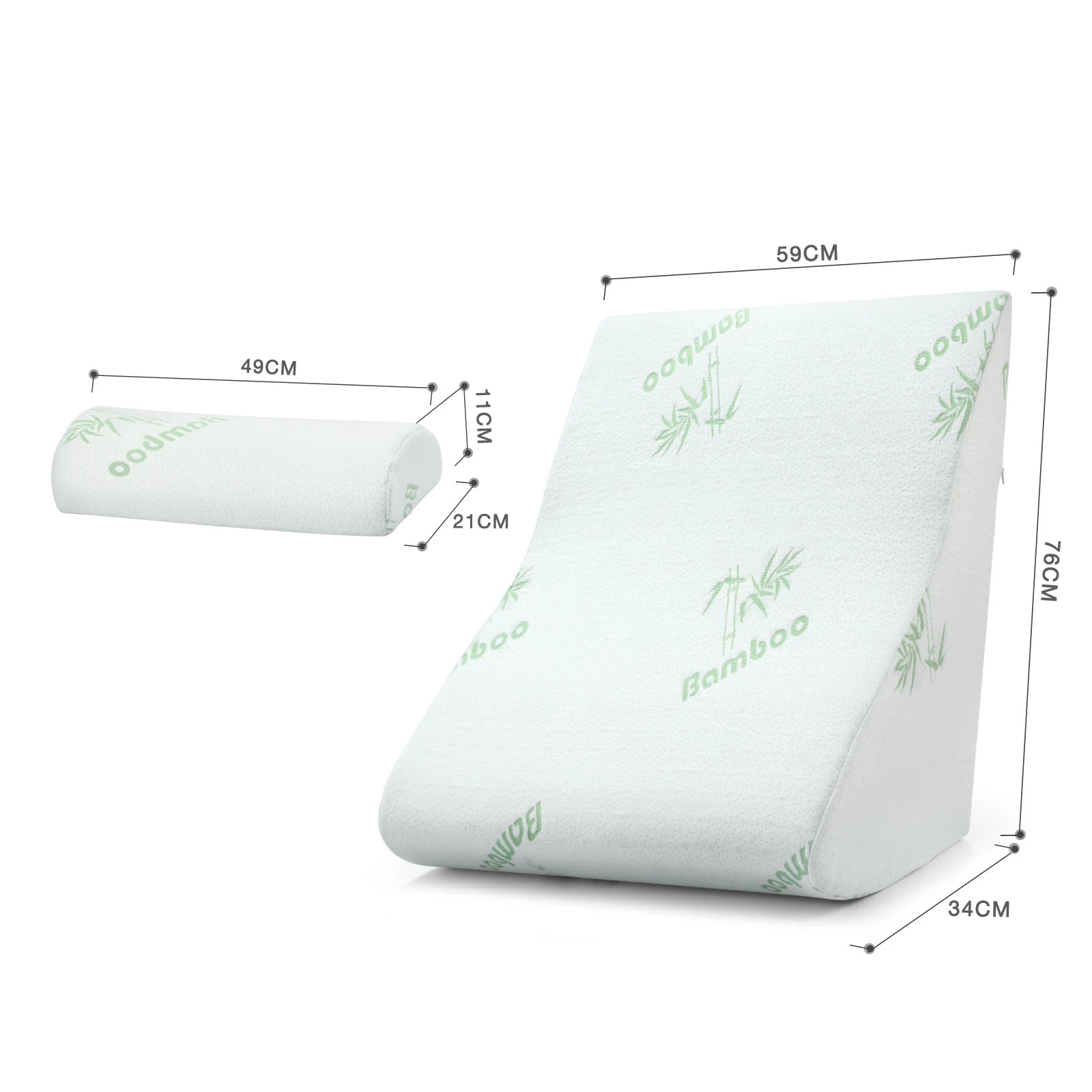 1 Luxdream 2 Pcs Foam Bed Wedge Pillow and Headrest with Breathable Bamboo Cover, 1 of 3