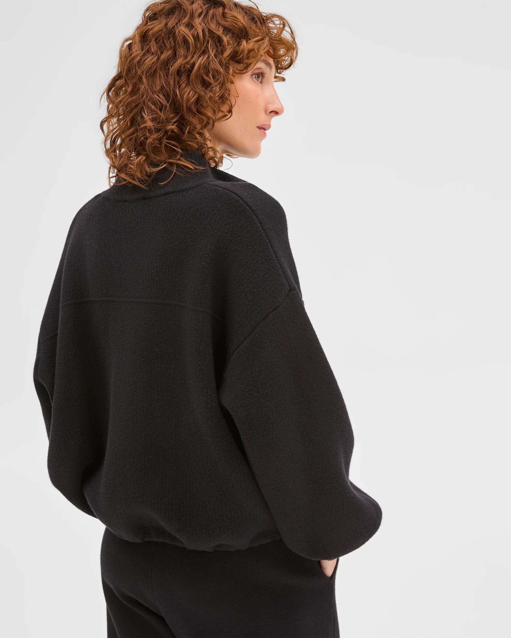 3 Target Woman Clean Knit Button Through Bomber Jacket BLACK, 3 of 5