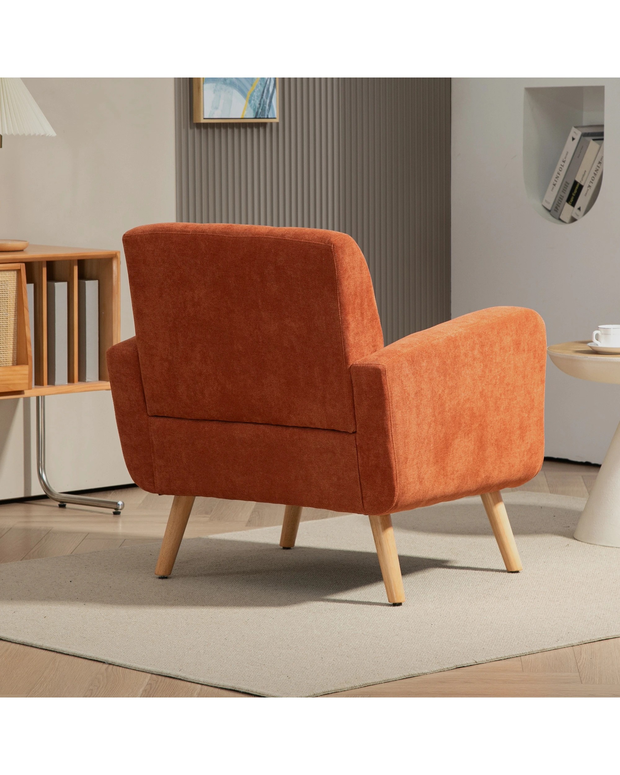 4 IHOMDEC Upholstered Tub Armchair - Orange - Orange, 4 of 10