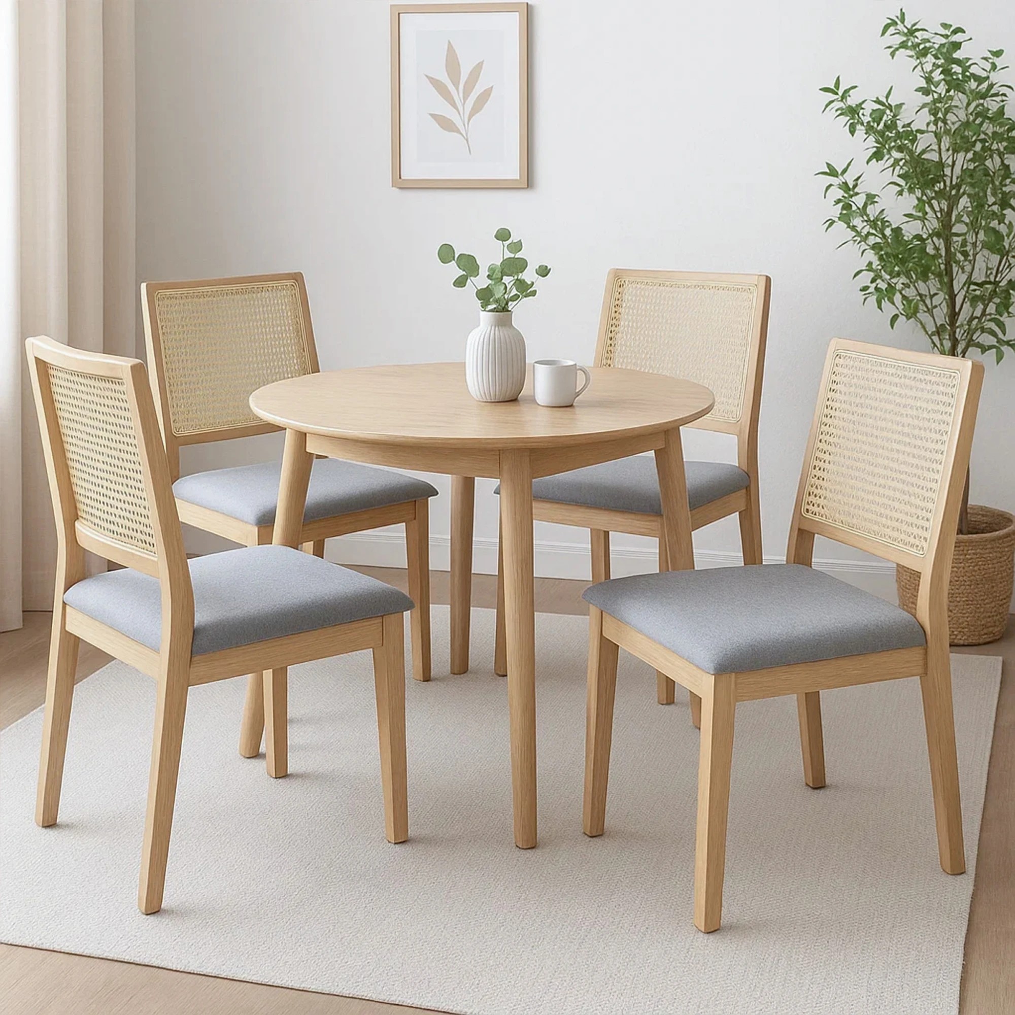 8 Levede 4x Cane Dining Chairs Rattan - Grey, 8 of 9