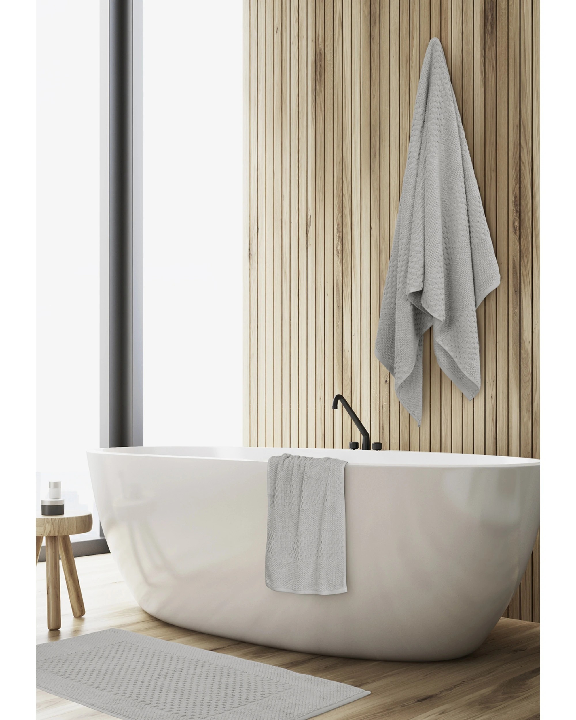 2 Algodon 100% Cotton Bathroom Hand Towel 40x70cm - Grey, 2 of 2