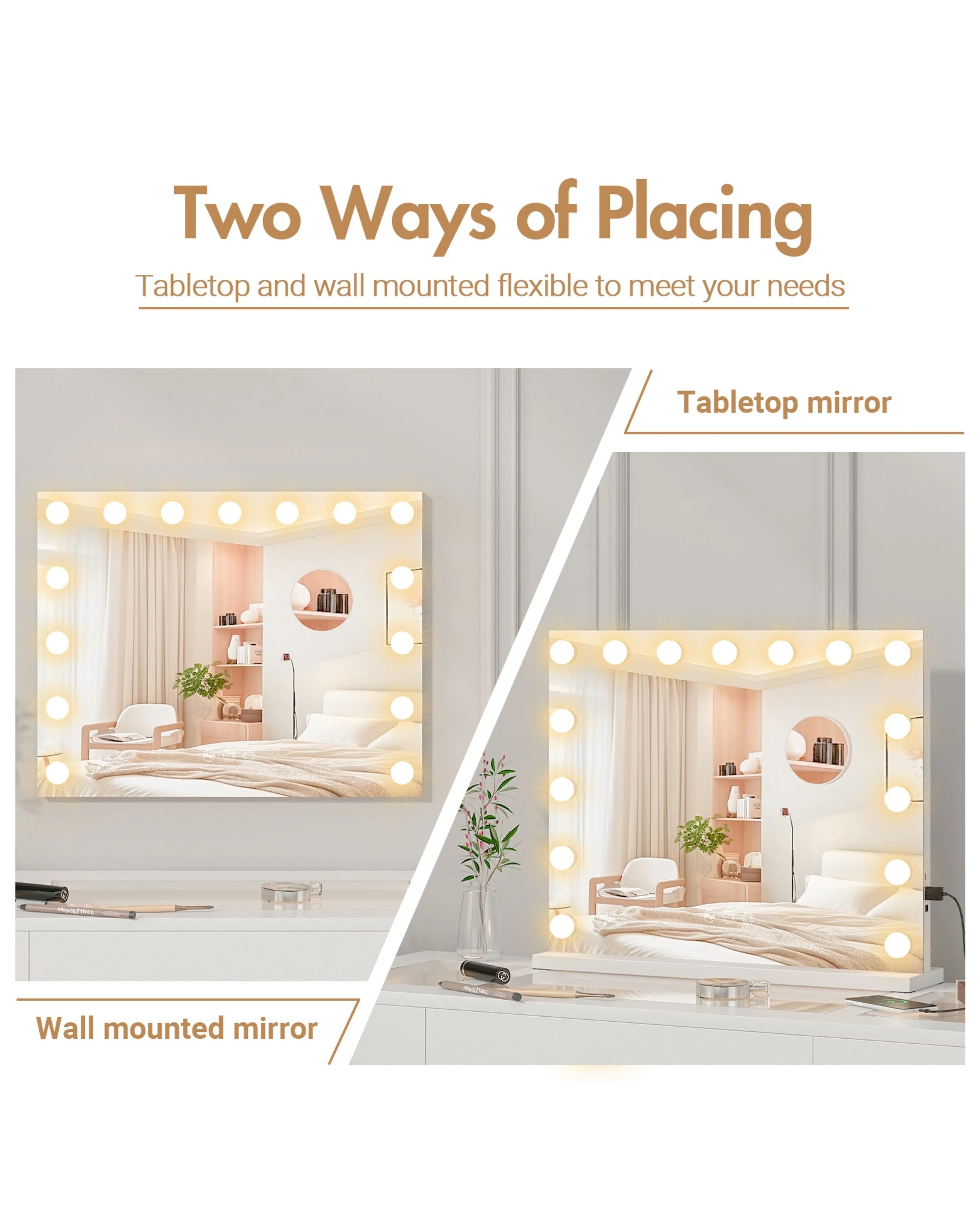 2 Advwin Vanity Makeup Mirror with Led Lights and 5x Magnification - White, 2 of 4