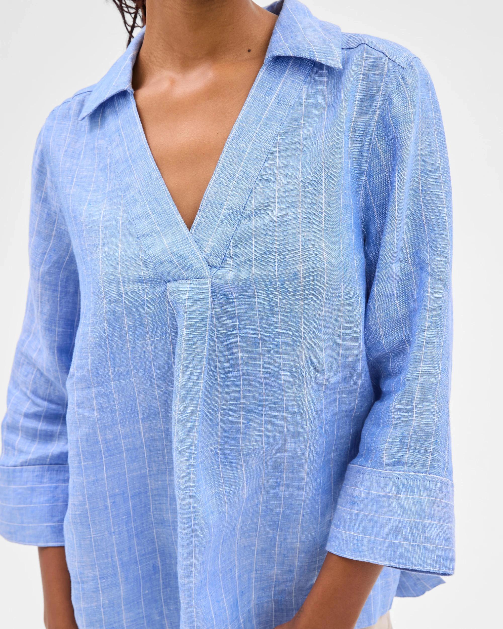 7 Target Petites Petites European Linen Popover Shirt BOLD BLUE STRIPE, 7 of 8