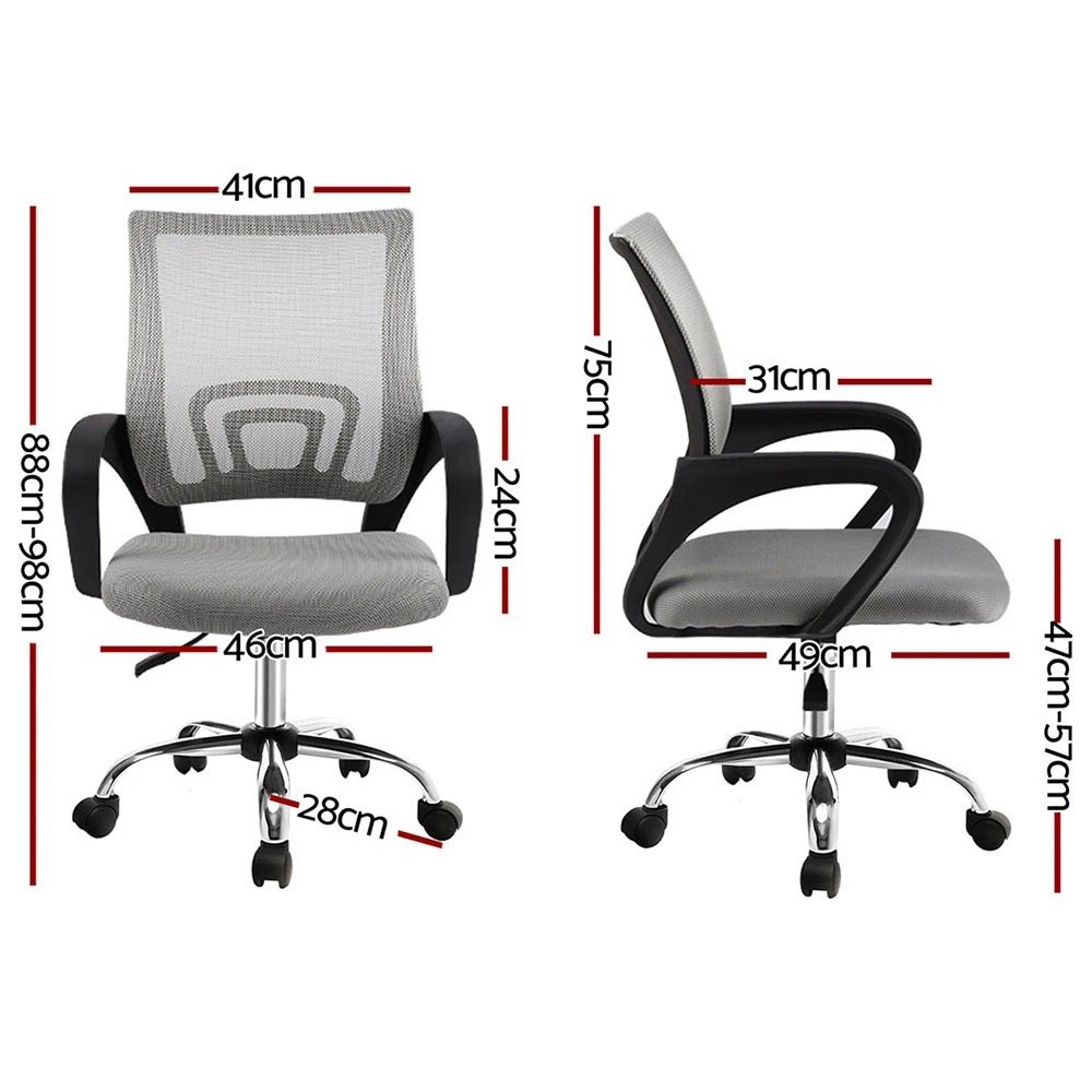 2 Artiss 2x Mesh Office Chair Mid Back - Grey, 2 of 6