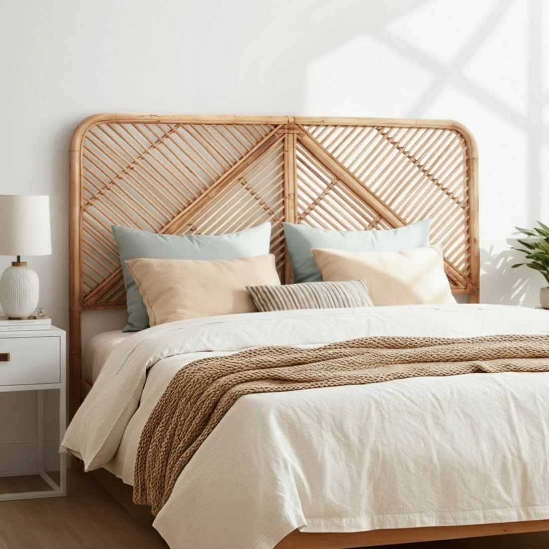 6 Artiss Bed Headboard Queen Bedhead Rattan - F - Natural, 6 of 7
