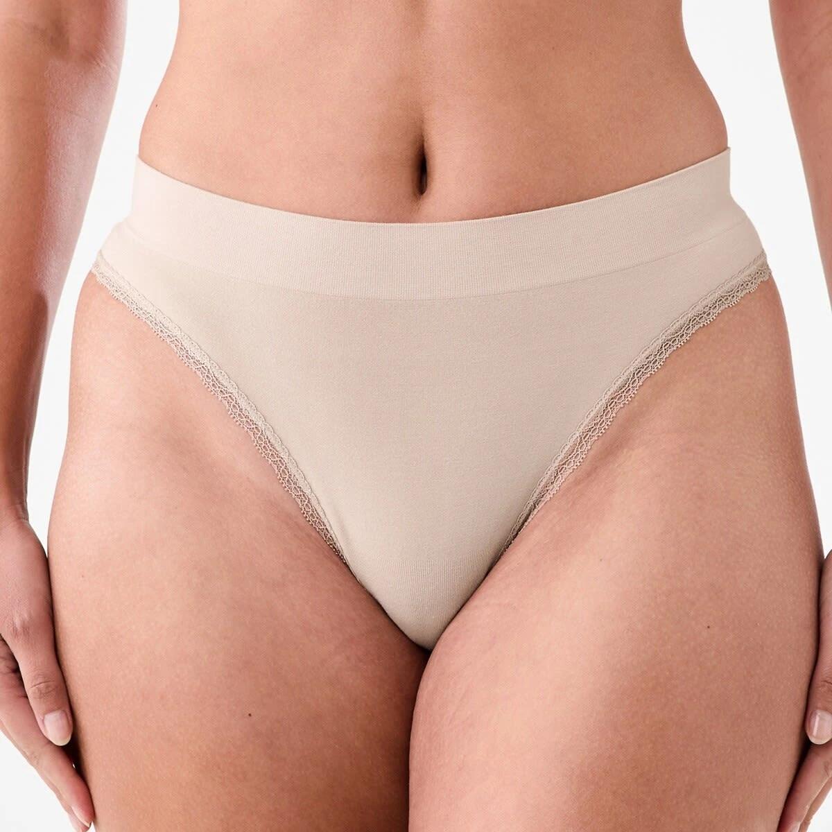 6 3 Pack Seamfree Bamboo Lace G-string Briefs PINK CHALK, WHISPER WHITE, LIGHT FAWN, 6 of 8