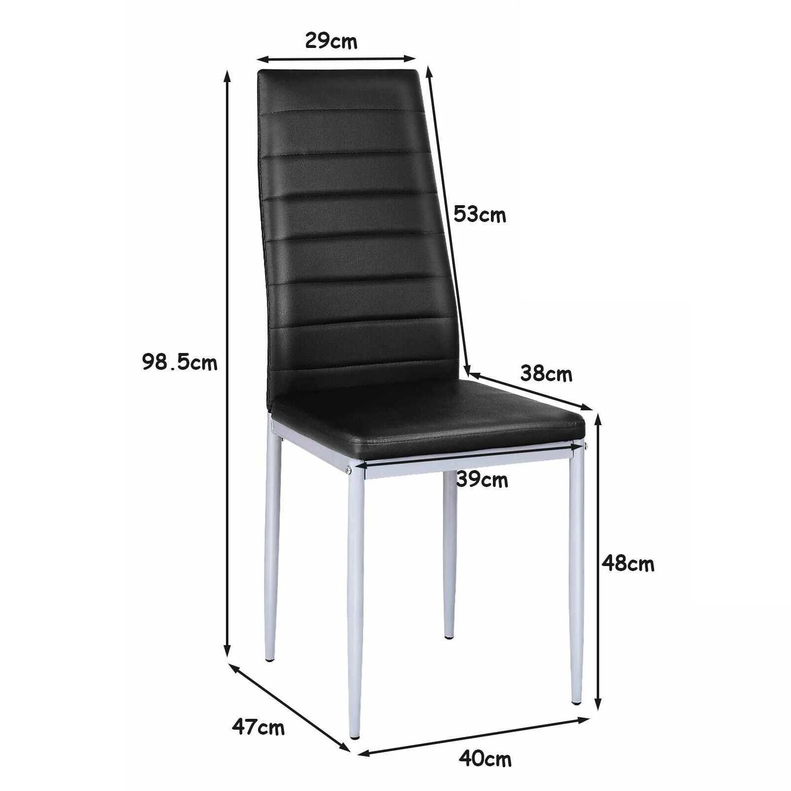 4 Costway 4x PVC Leather Dining Chairs Upholstered Armless Seat - Black, 4 of 4