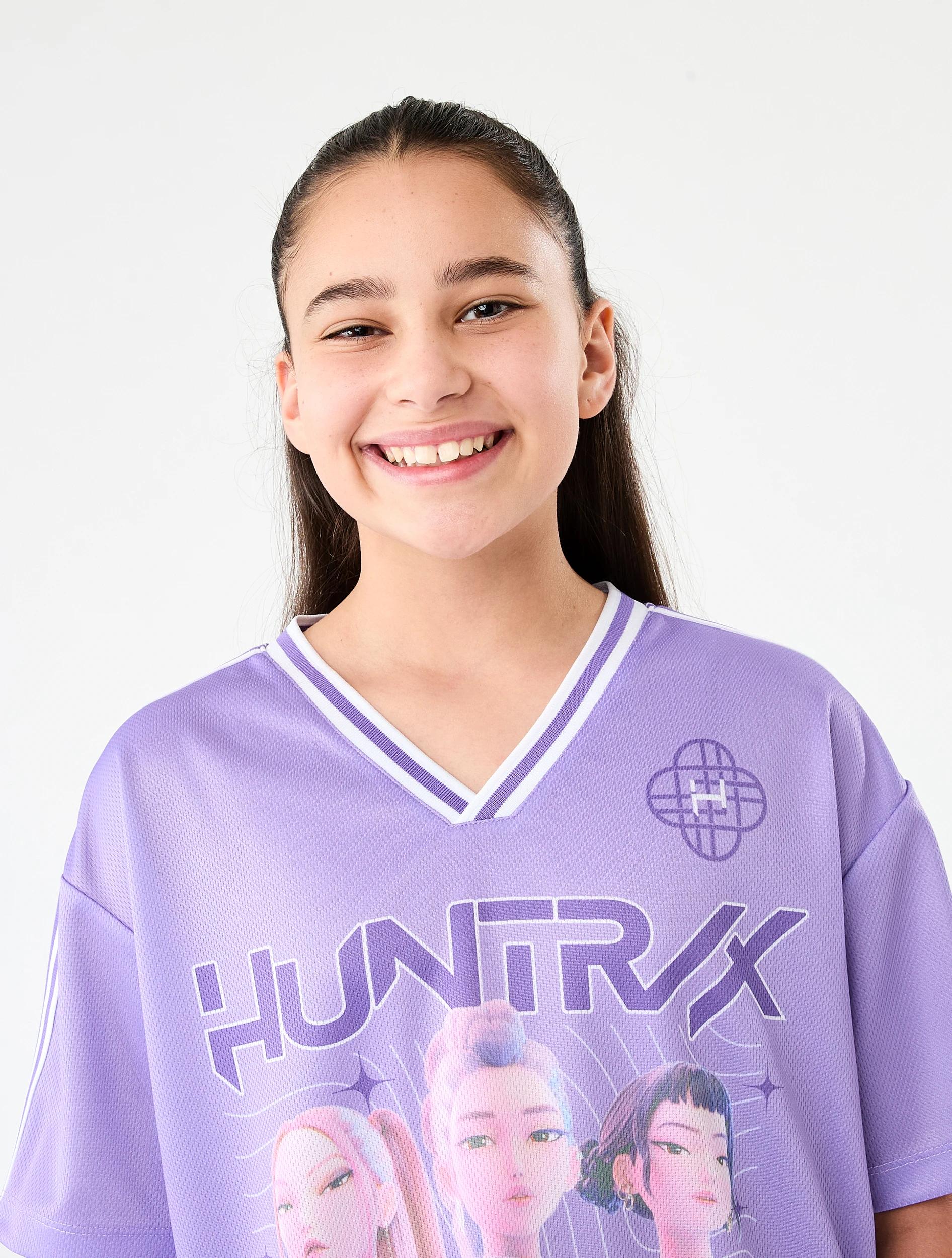 3 KPop Demon Hunters License V-Neck Mesh T-shirt Purple Dh, 3 of 8