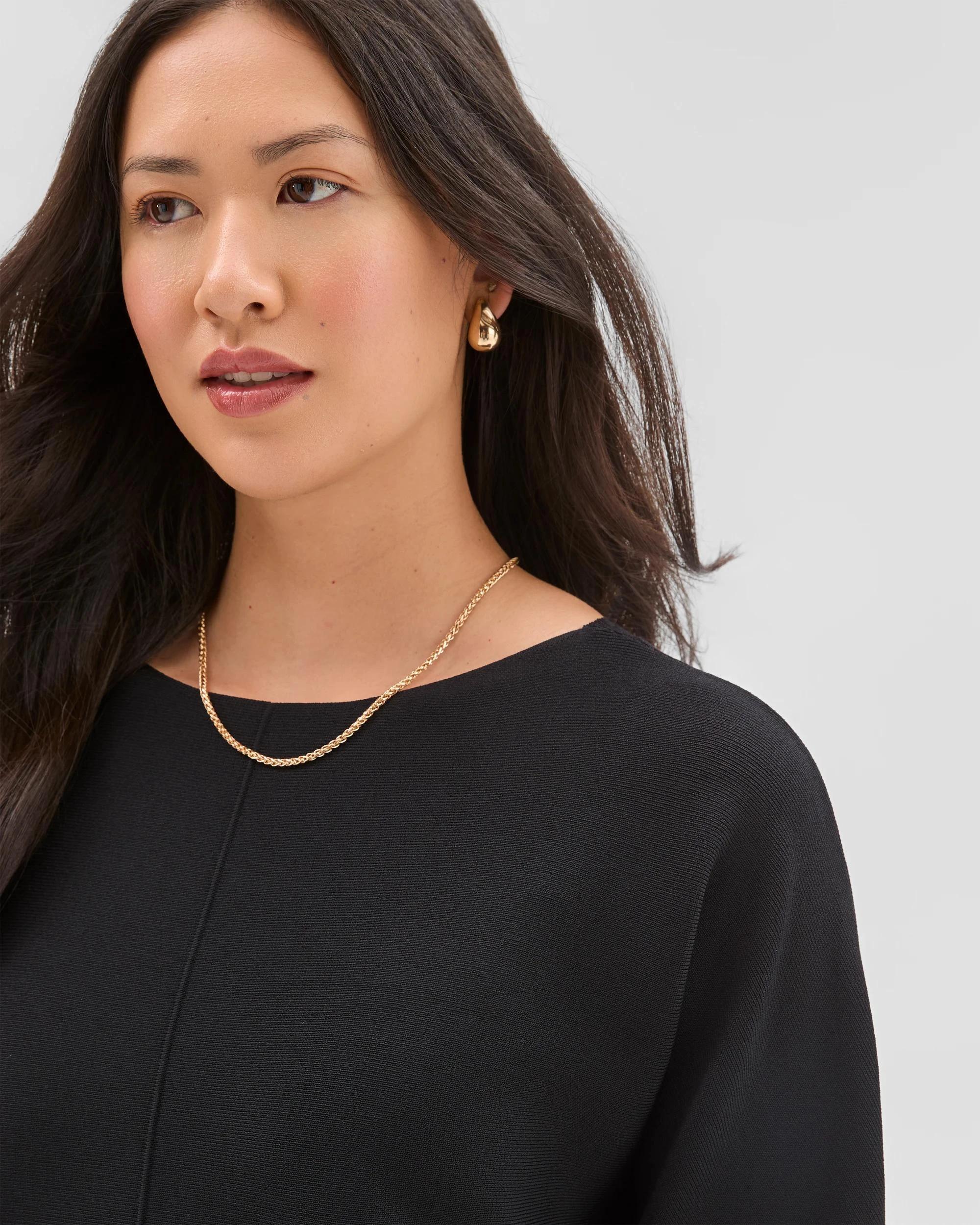 4 Preview Short Sleeve Crepe Knit T-Shirt BLACK, 4 of 5