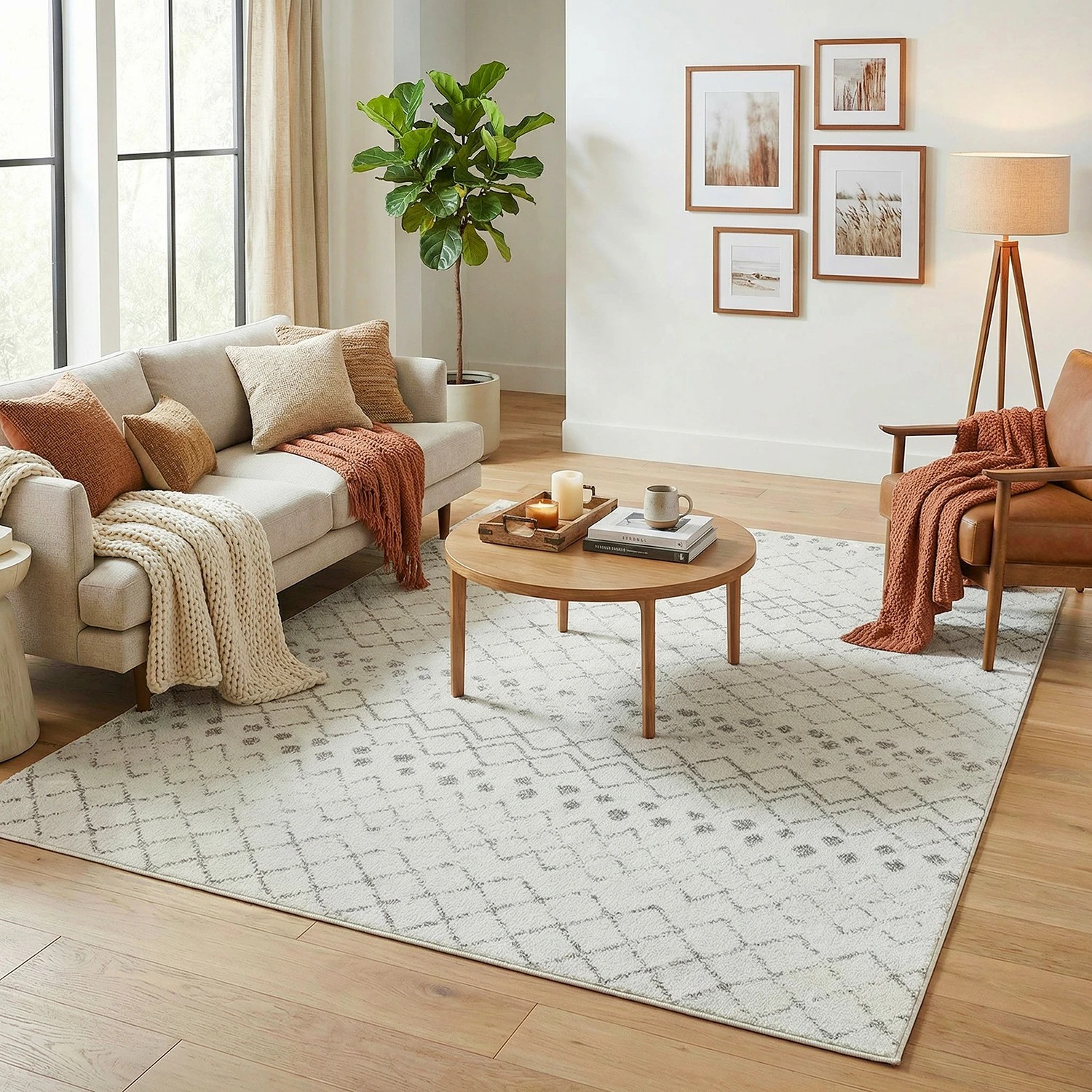 1 Common Ground Rugs Bluebay 454 230x160cm - Medium Floor Rug - White, 1 of 6