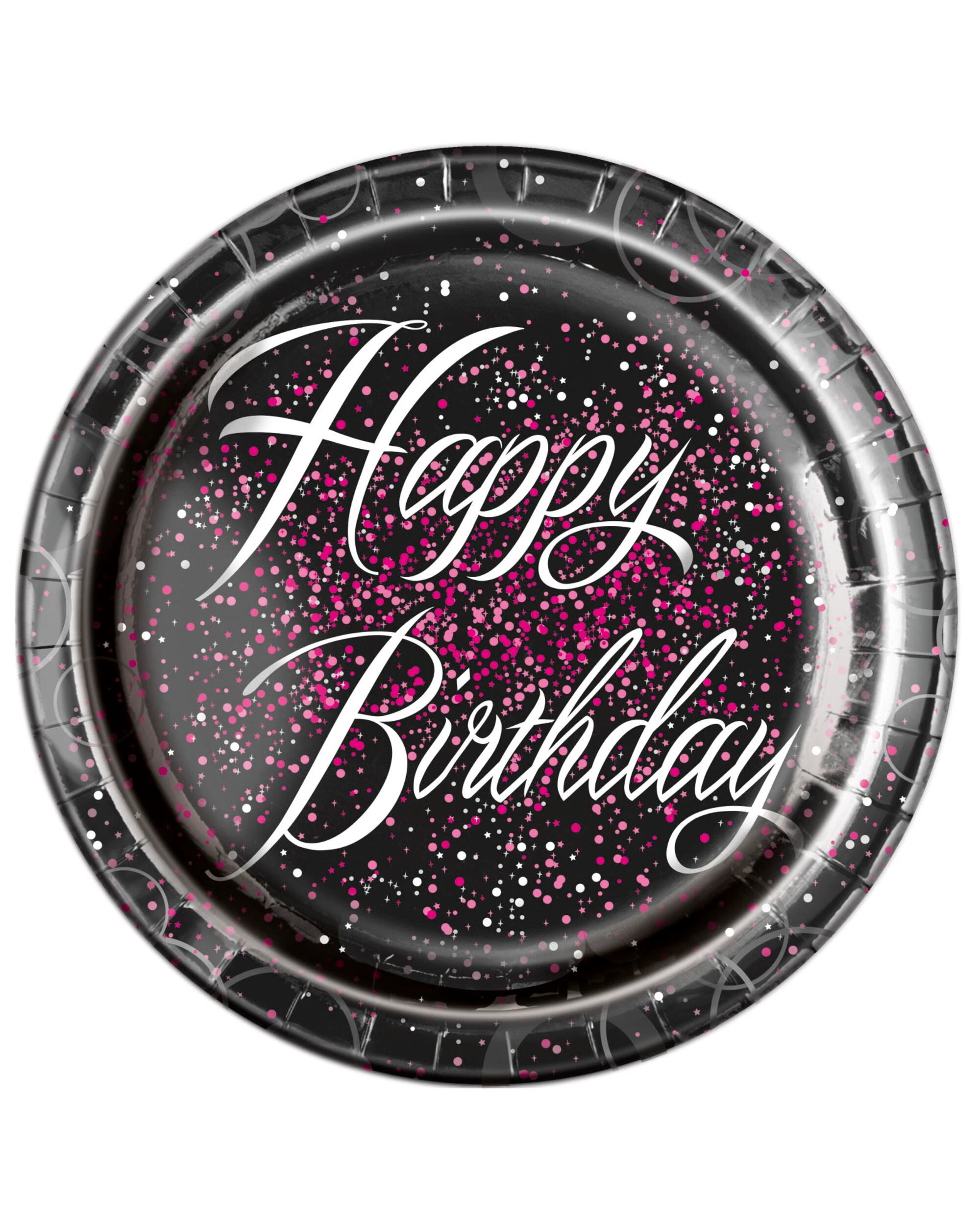 1 Unique Glitz Pink Happy Birthday Large Paper Plates Pack of 8, 1 of 1