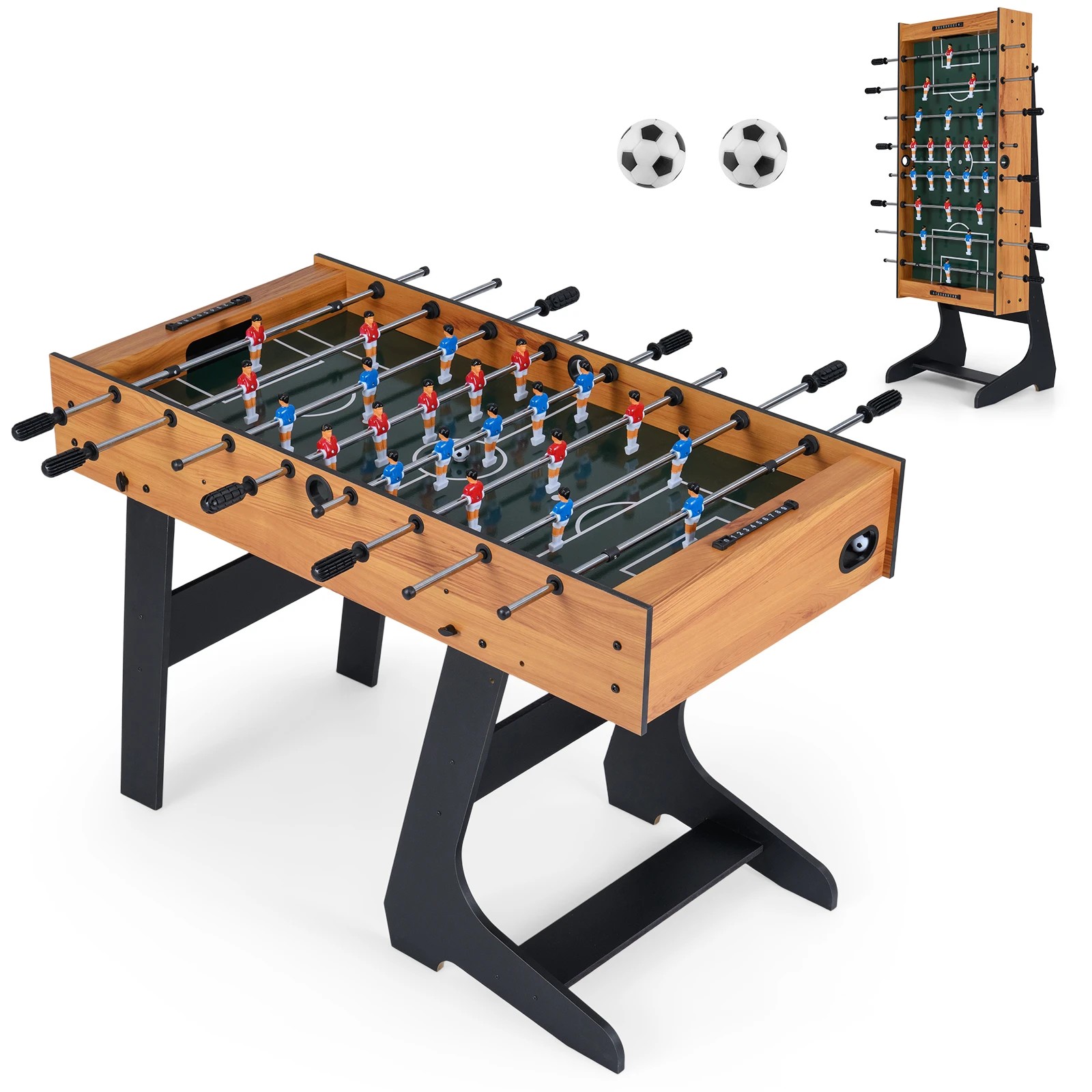 1 Costway 121cm Foldable Foosball Table Soccer Table Game 4 Players Freestanding Arcade Table Soccer, 1 of 1