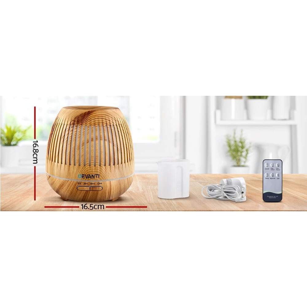 2 Devanti Aroma Diffuser Aromatherapy Humidifier 400ml - Natural, 2 of 6