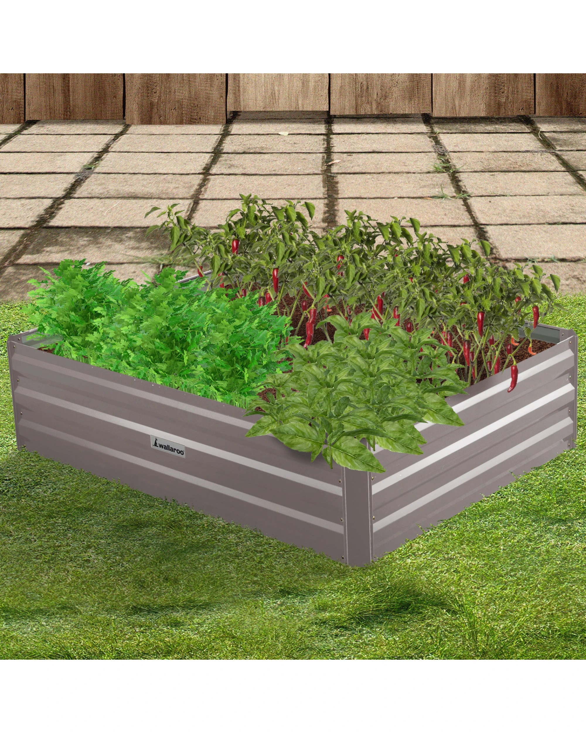 2 Wallaroo Galvanized Steel Raised Garden Bed 120 x 90 x 30cm Plants Vegetables Herbs Flowers - Grey, 2 of 5