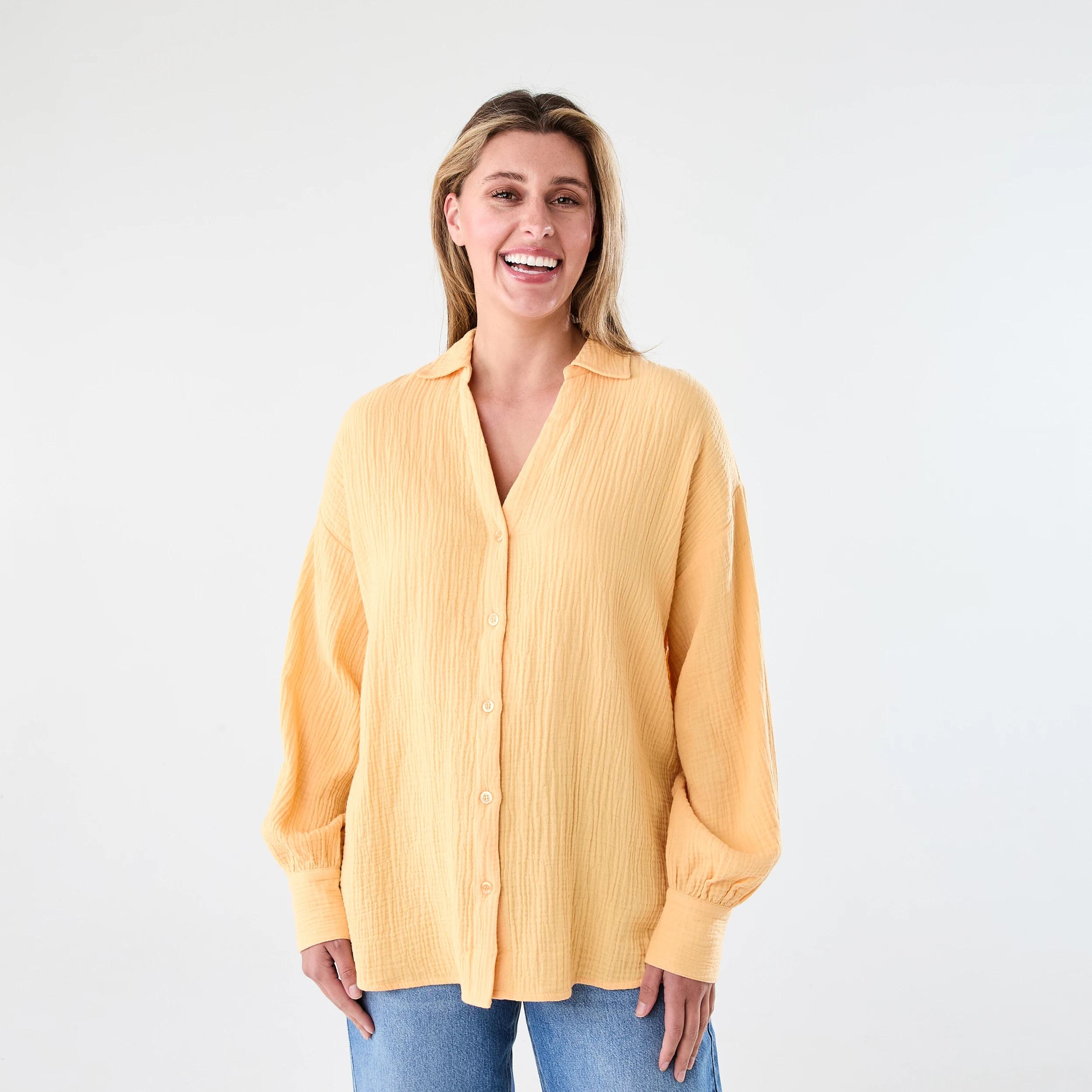 1 Long Sleeve Double Cloth Shirt Papaya, 1 of 7