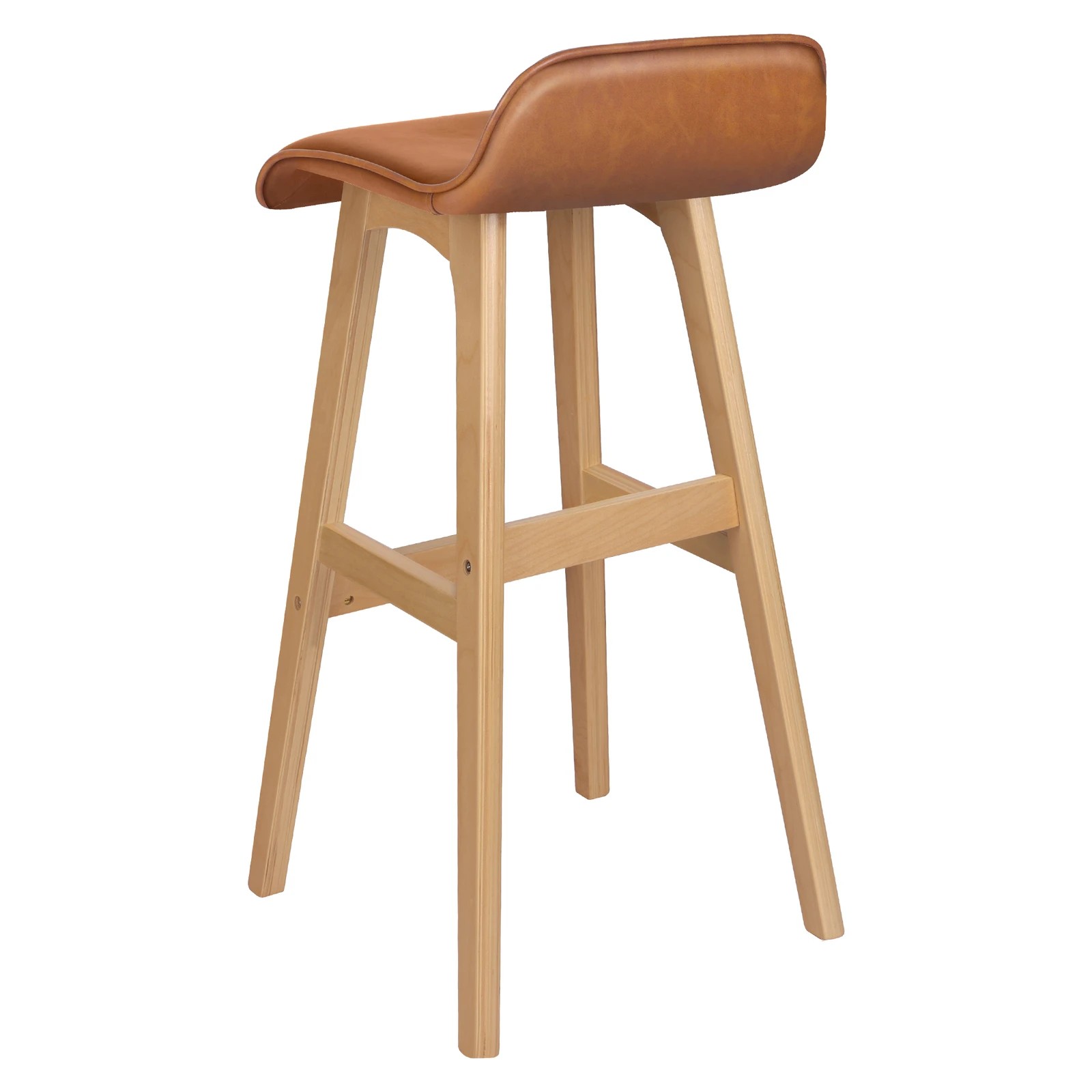 8 Alfordson 4x Wooden Bar Stools 74cm Kitchen Dining Chair Leather Samuel - Brown, 8 of 10
