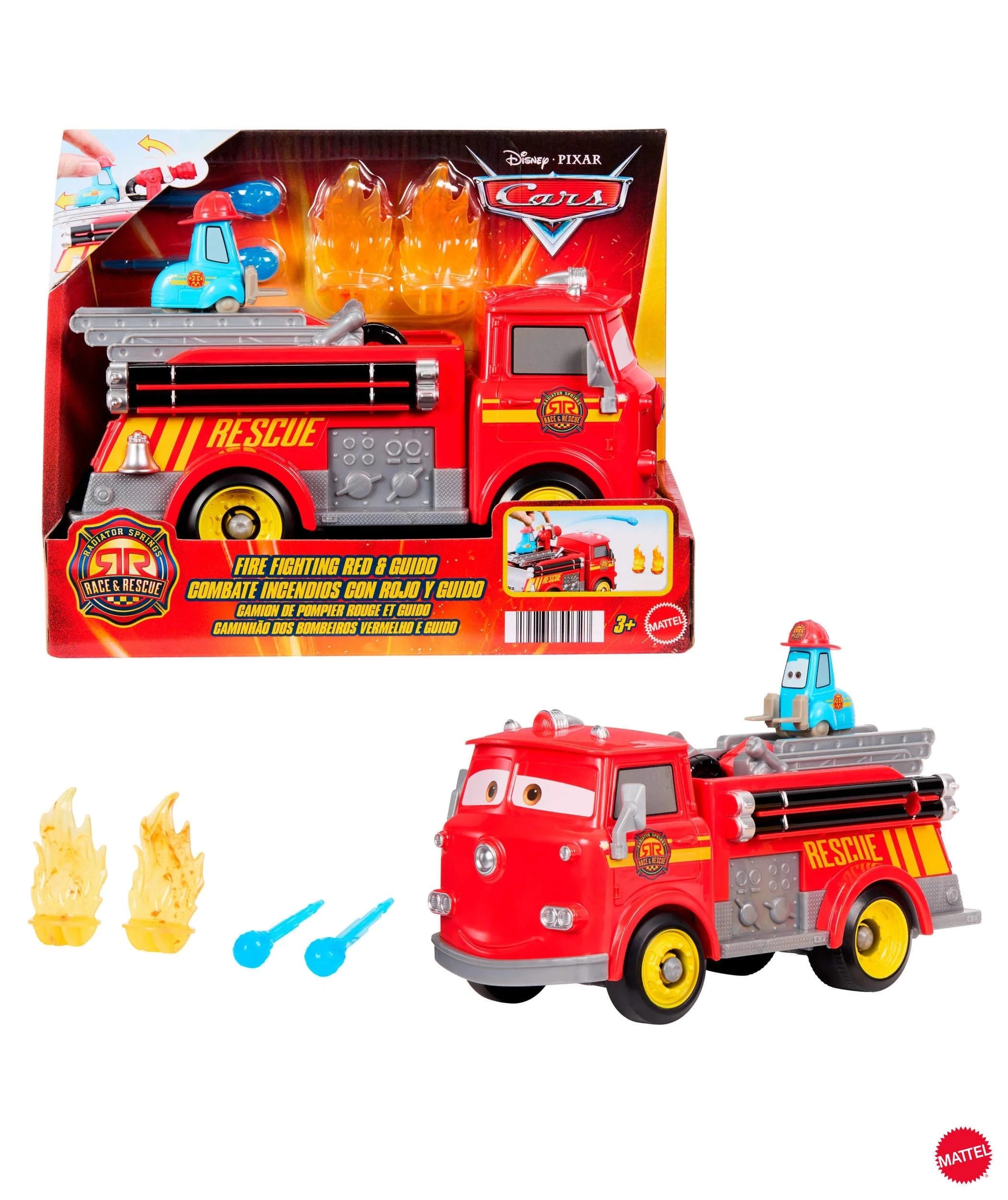 1 Mattel Disney and Pixar Cars Radiator Springs Race & Rescue Fire Fighting Red & Guido & Accessories - Multi, 1 of 5