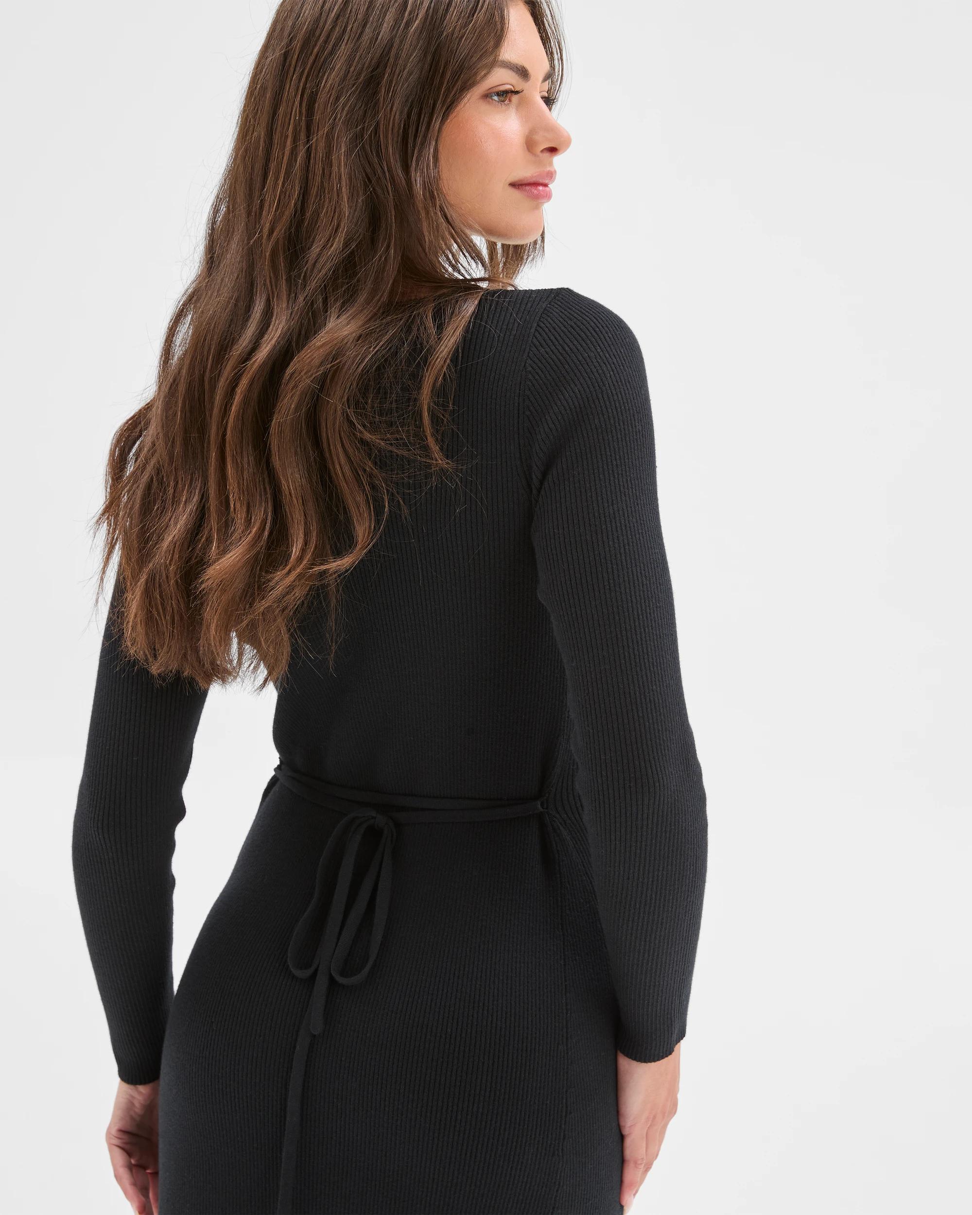 9 Target Petites Petites Long Sleeve Knit Midi Dress BLACK, 9 of 9