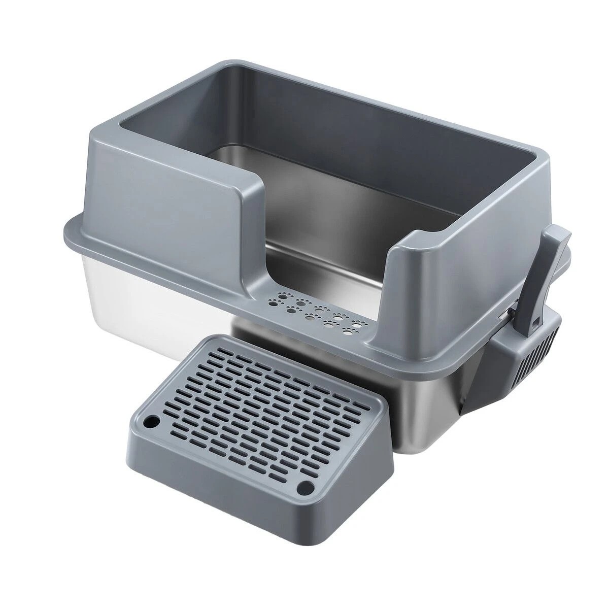 1 Pet Scene Cat Kitty Litter Box Stainless Steel Potty Pan Toilet, 1 of 6