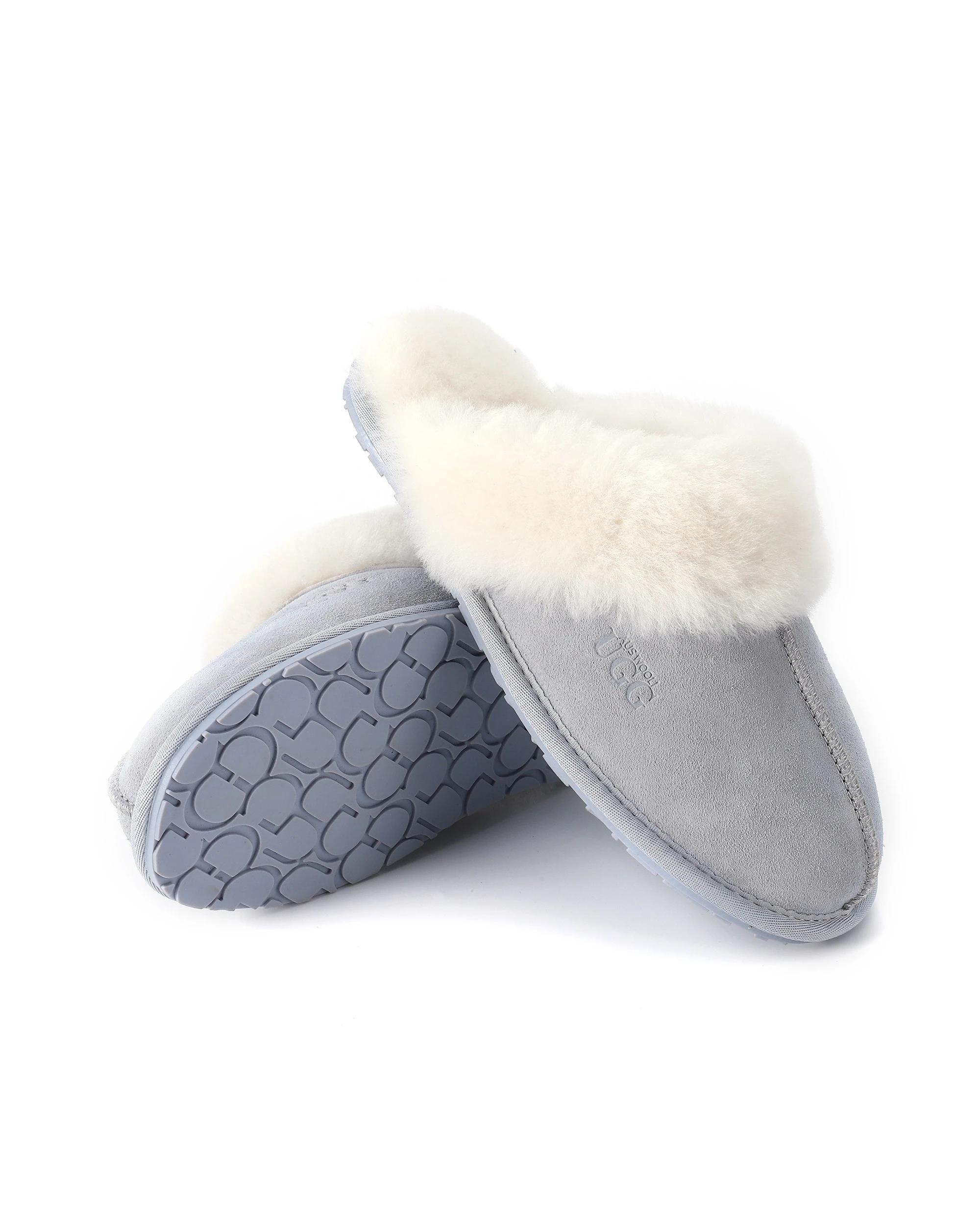 4 AUS WOOLI UGG Sheepskin Wool Shelley UGG Slippers BLUE, 4 of 5